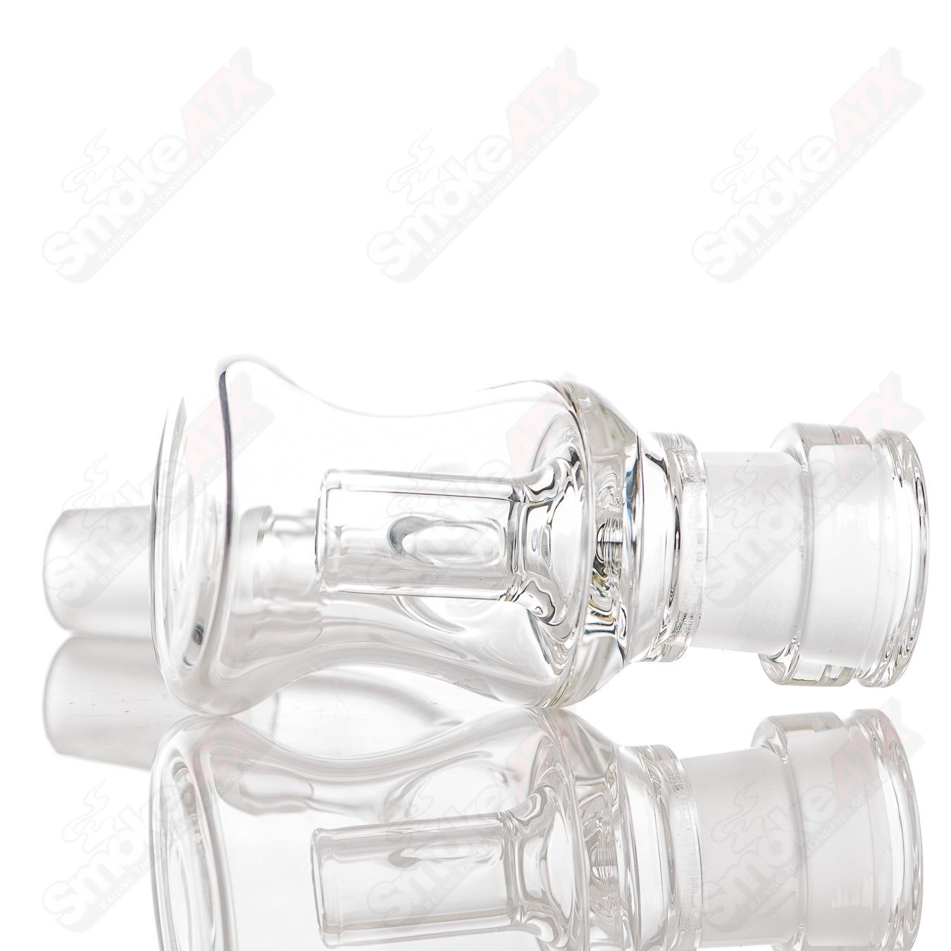 Stephan Peirce Glass 18mm to 14mm 45-degree small dry catcher, glass water filtration accessory with angled design.