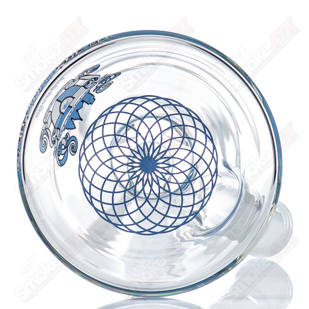 Blue 19-inch Signature Series Medium Beaker by Illadelph, heady glass bong with clear accents and sturdy design.