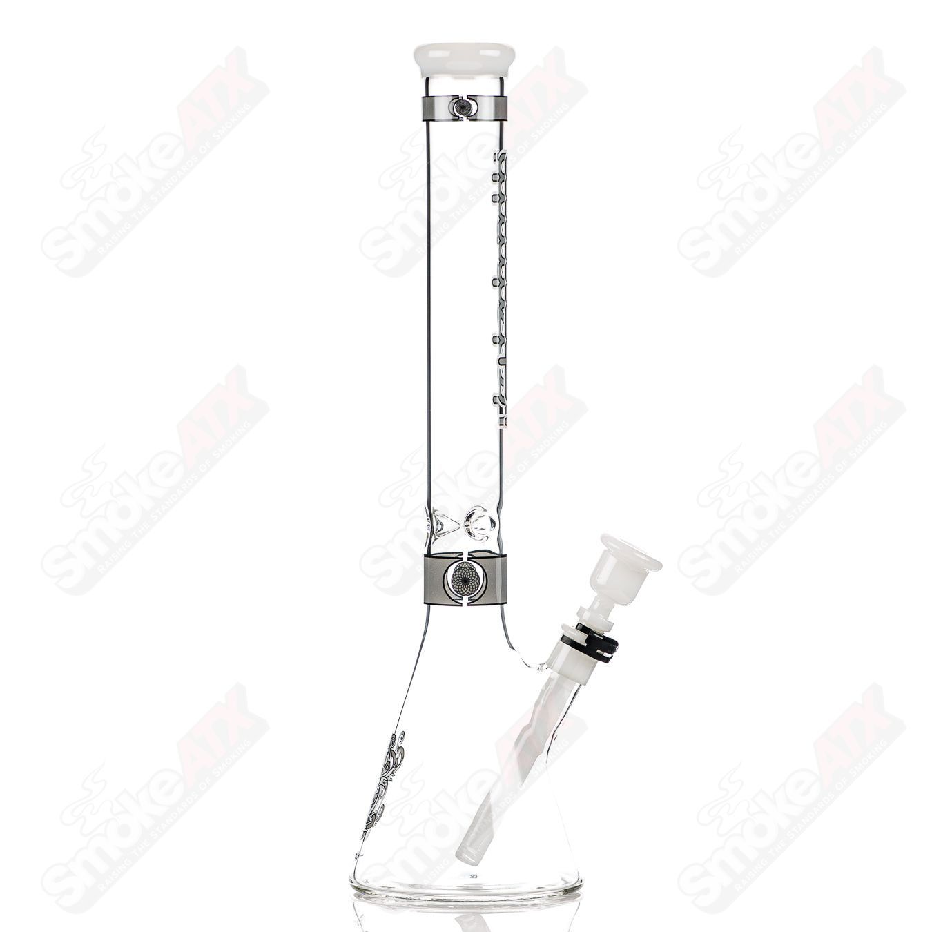 Gray 19-inch Signature Series Medium Beaker by Illadelph, heady glass water pipe with clear accents and sturdy base.
