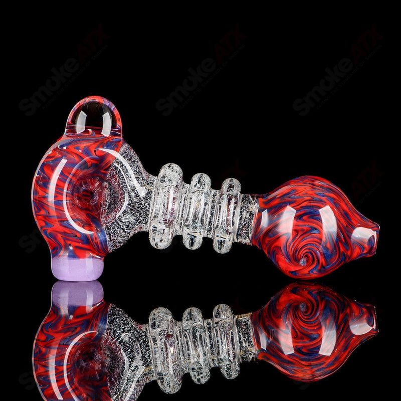 Burple/Red/Transparent Dichro Spoon w/ Triple Maria Signed - JMK Glass - Smoke ATX