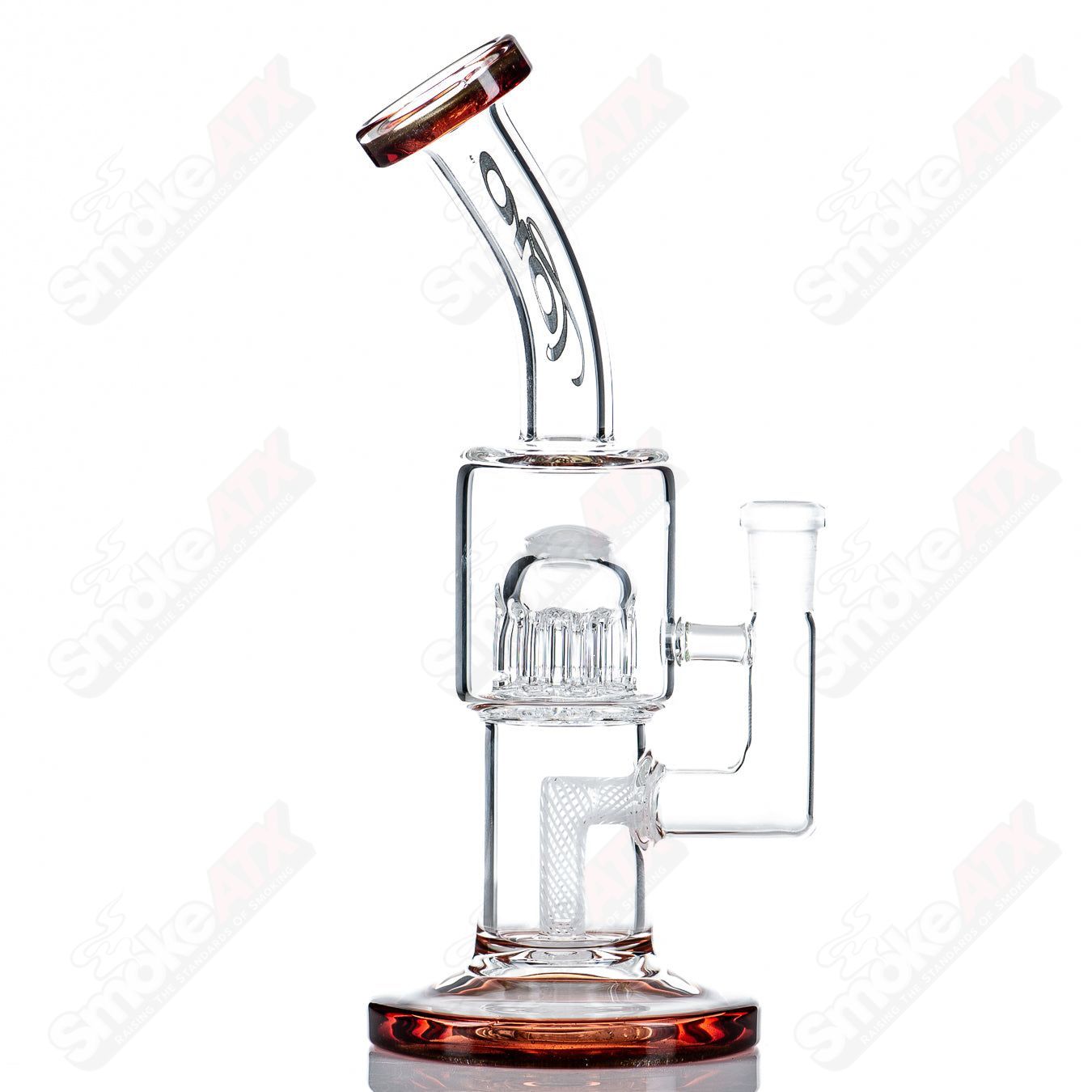 Toro Glass 10mm double macro concentrate rig with colorful caps, featuring intricate glasswork and vibrant design details.