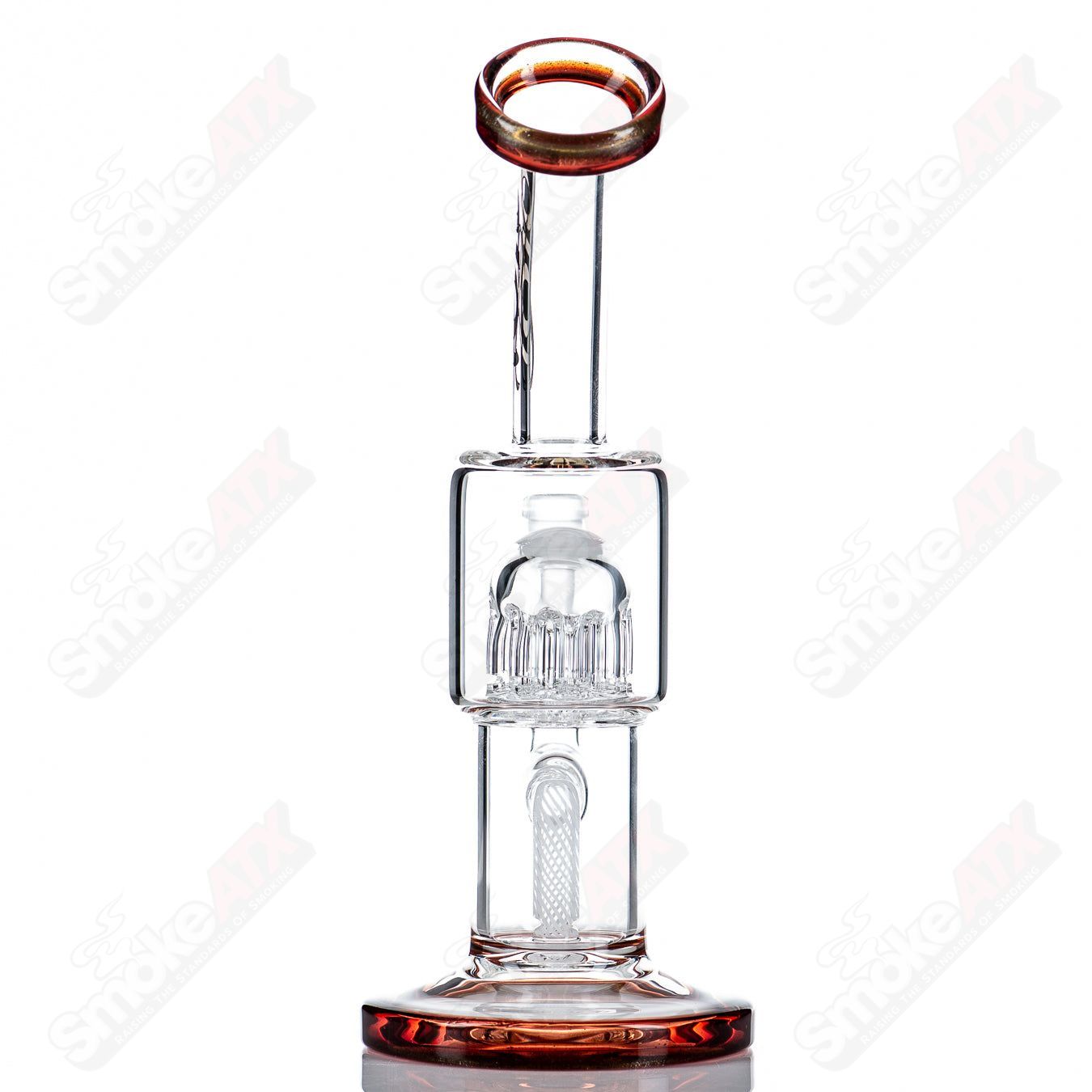 Toro Glass 10mm Double Macro concentrate rig with colorful caps, clear glass design, and intricate macro details.