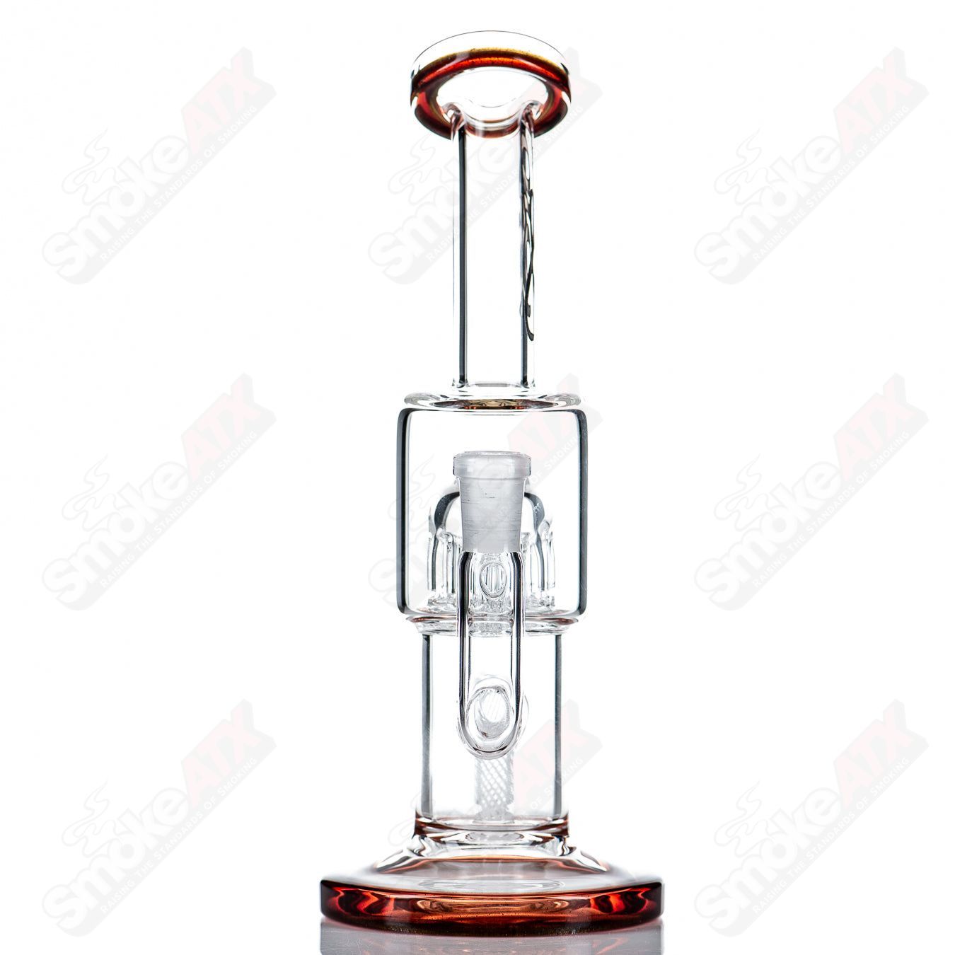 Toro Glass 10mm double macro concentrate rig with colorful caps, featuring intricate glasswork and a sturdy, functional design.