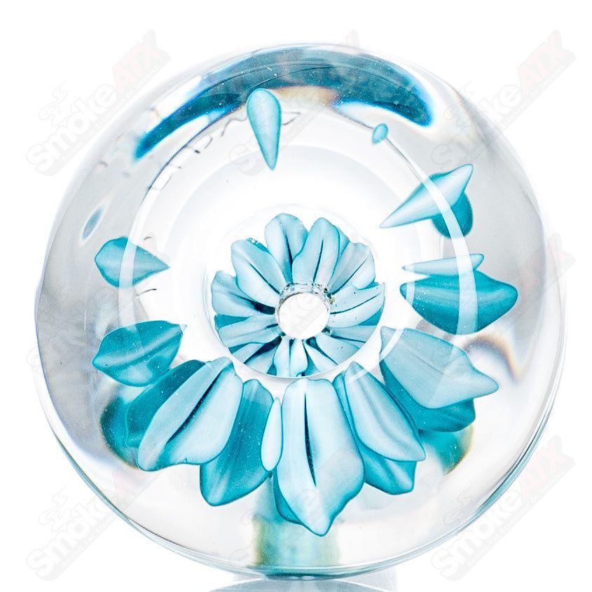 Swan Glass 14mm Flower Marble Bowl, heady glass bowl with colorful flower marble design and clear glass accents.