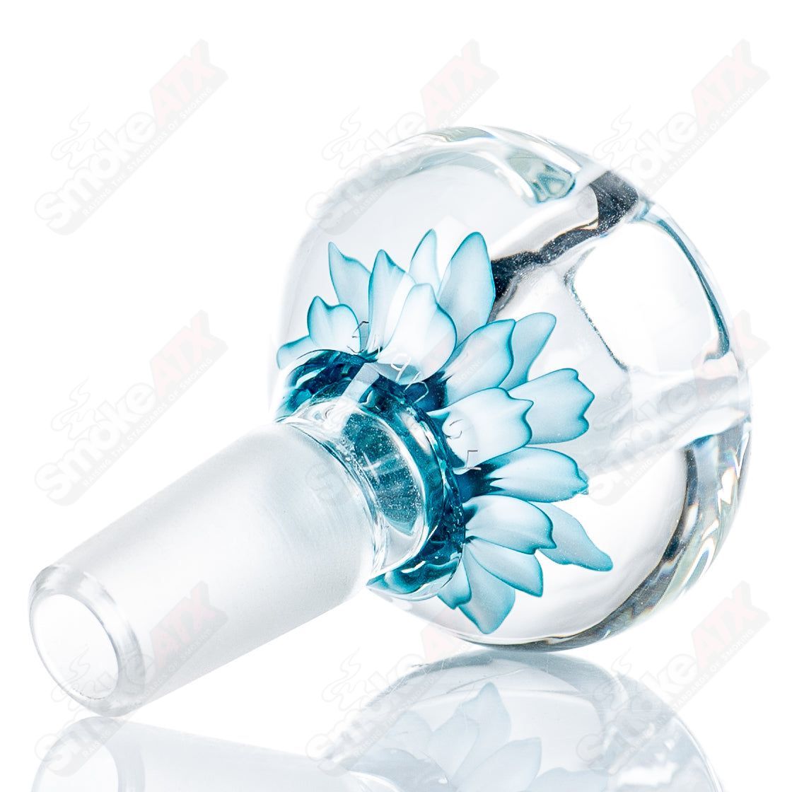 Swan Glass 14mm Flower Marble Bowl, Heady Glass bowl with colorful flower marble design and clear glass accents.