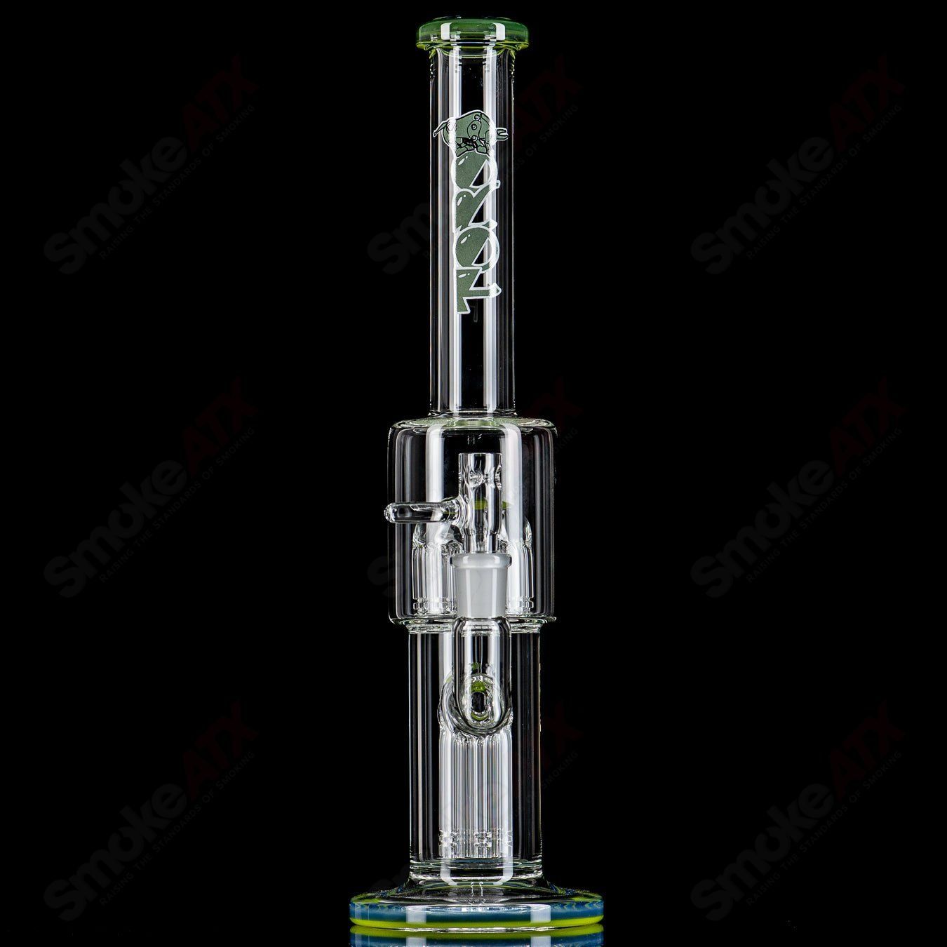 2 14mm Mini 7/13 Arm Perc w/ Colored Caps Toro Glass - Smoke ATX