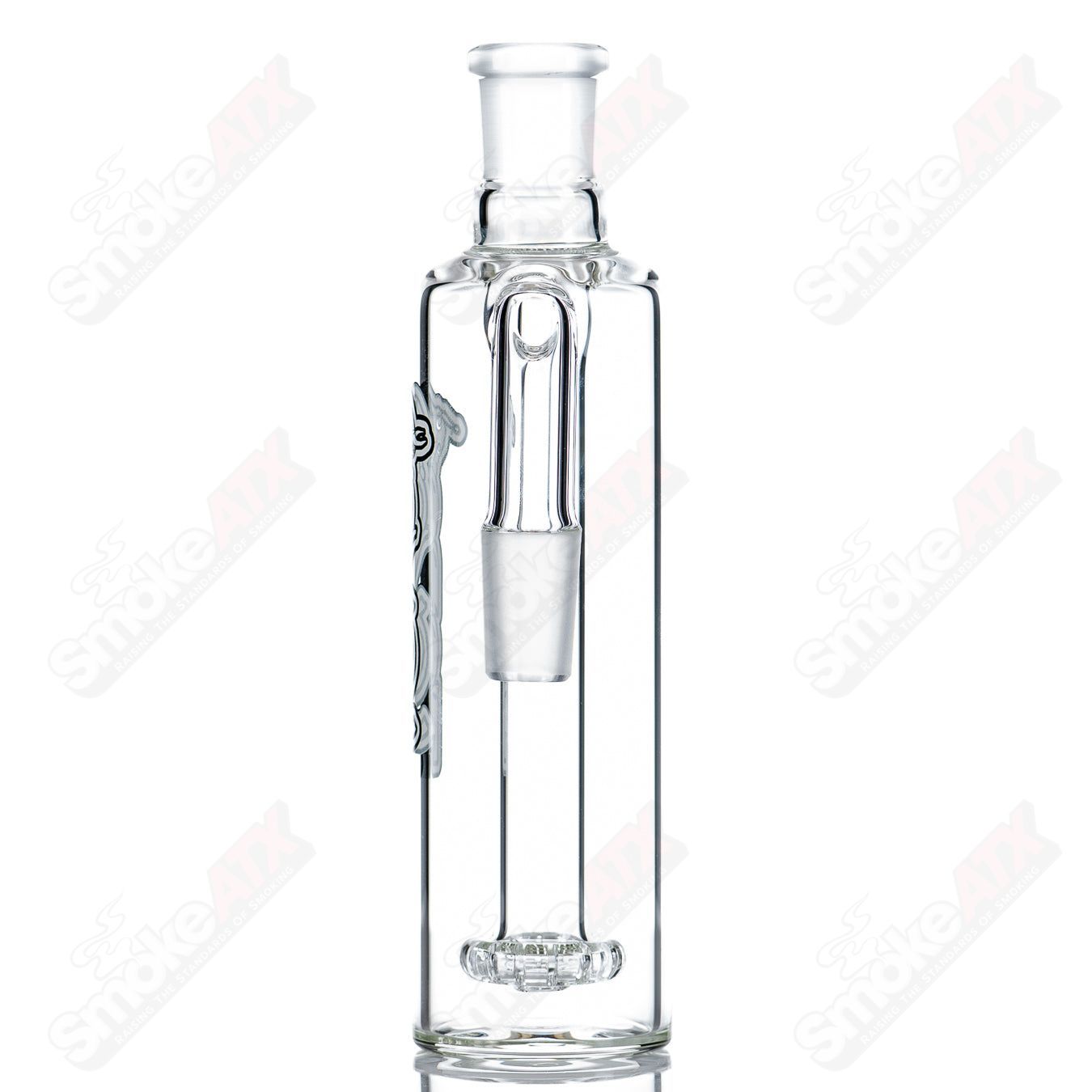 Toro Glass #2 18/18 ash catcher, clear glass accessory for smoking pipes, with intricate design and sturdy connection.