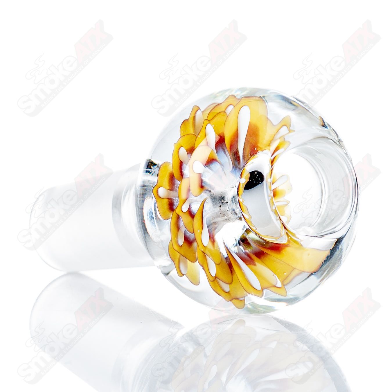 Swan Glass Heady Glass 18mm Flower Marble Bowl featuring colorful flower marble design and clear glass construction.