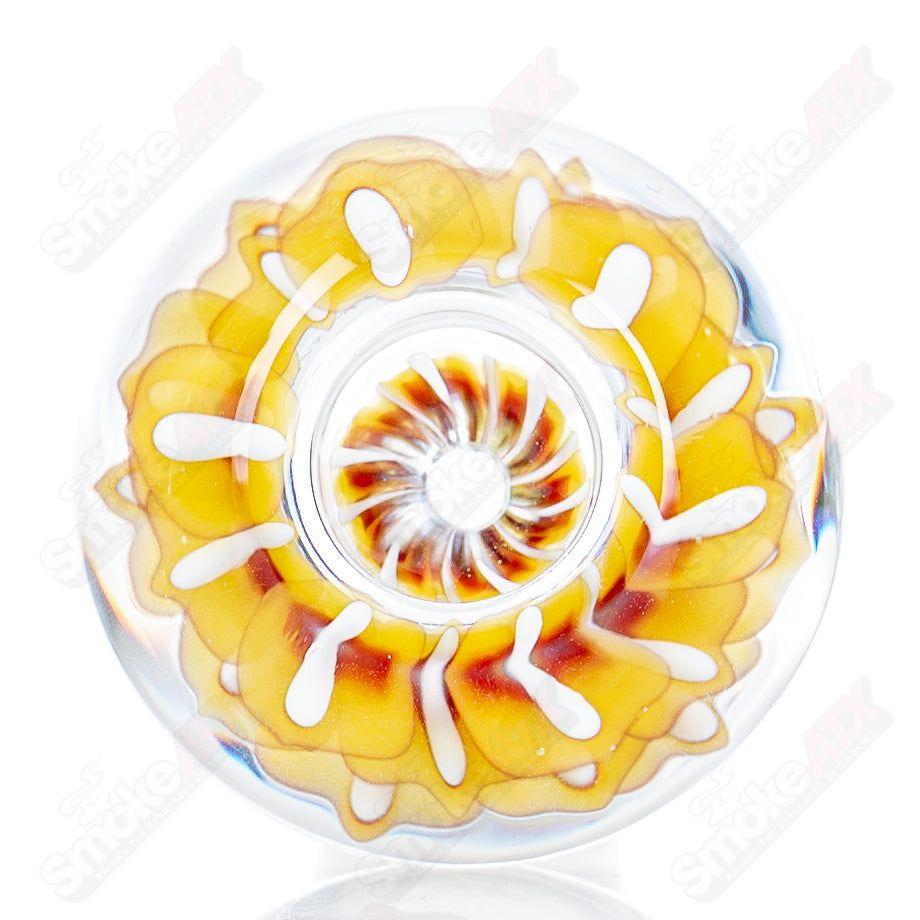 18mm Flower Marble Bowl by Swan Glass, a colorful heady glass bowl with floral marble design on clear glass.