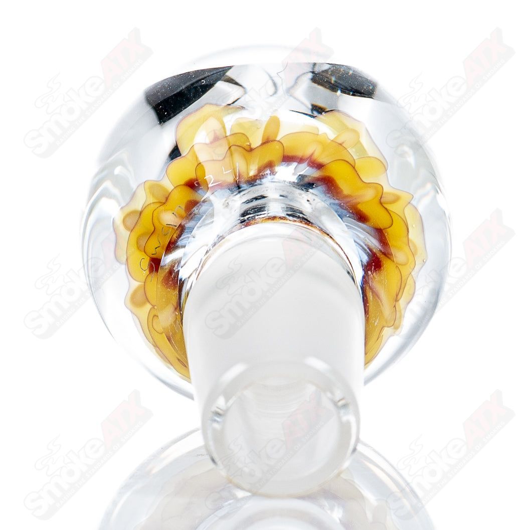 Swan Glass Flower Marble Bowl, 18mm heady glass bowl with colorful flower and marble design, ideal for smoking accessories.