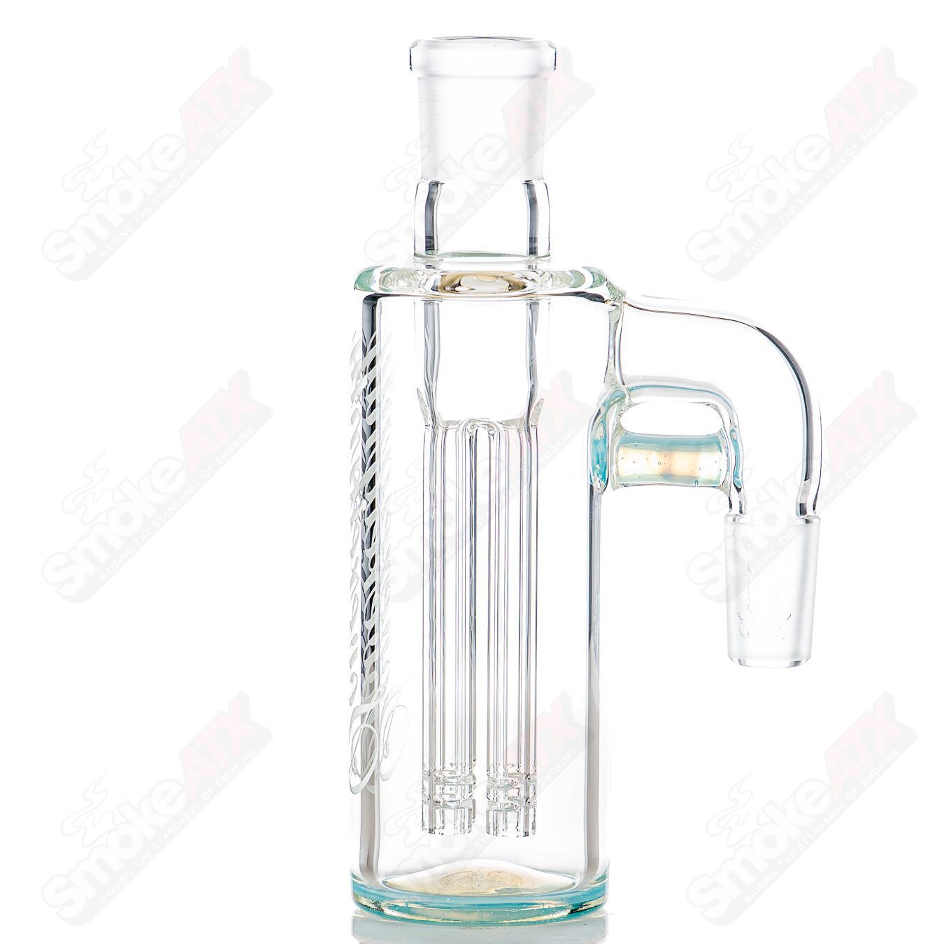 Sovereignty Glass 2-4 arm color accent ash catcher with clear glass and vibrant colored accents for smoking accessories.