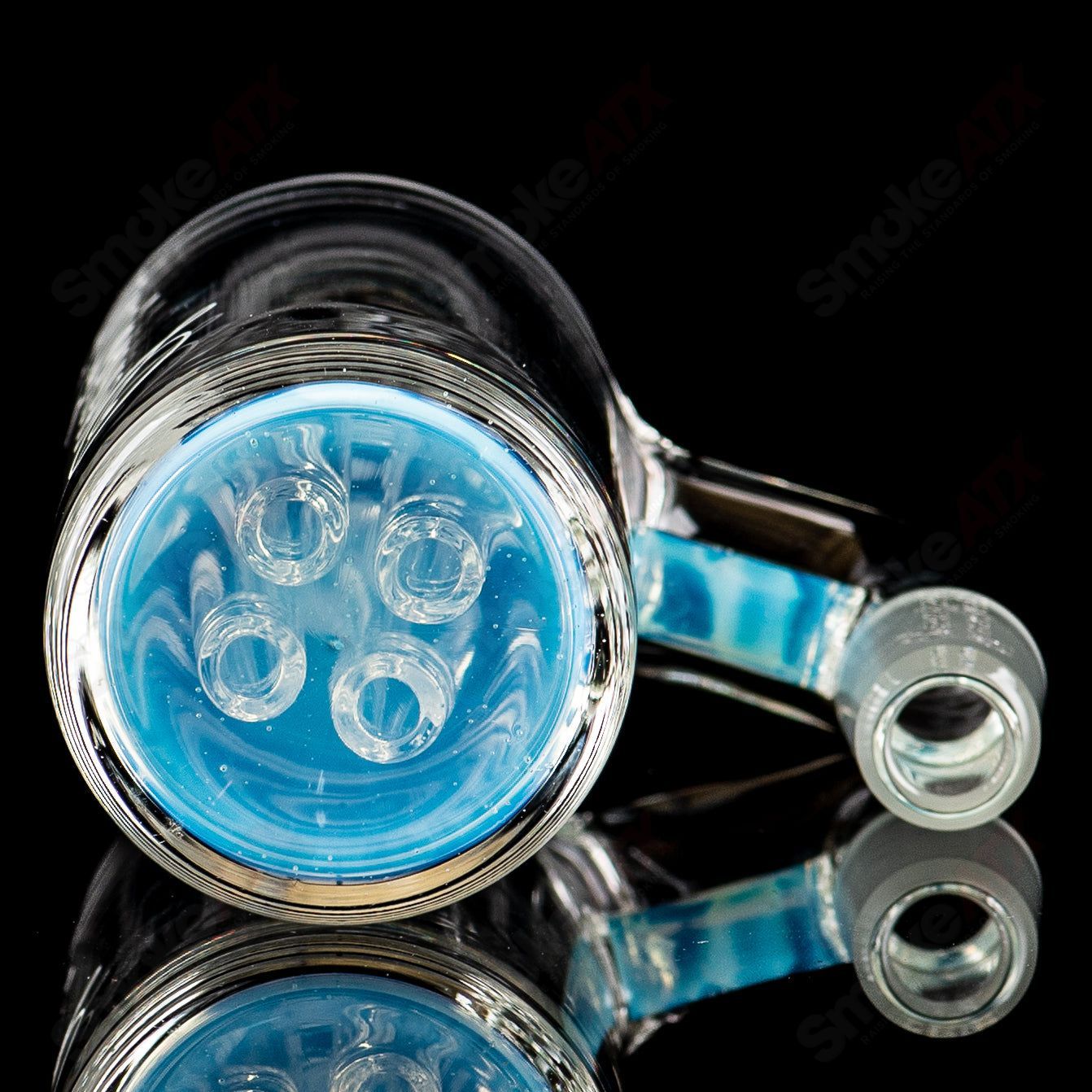 Sovereignty Glass 4-arm color accent ash catcher for glass pipes, featuring vibrant colored accents and durable glass construction.