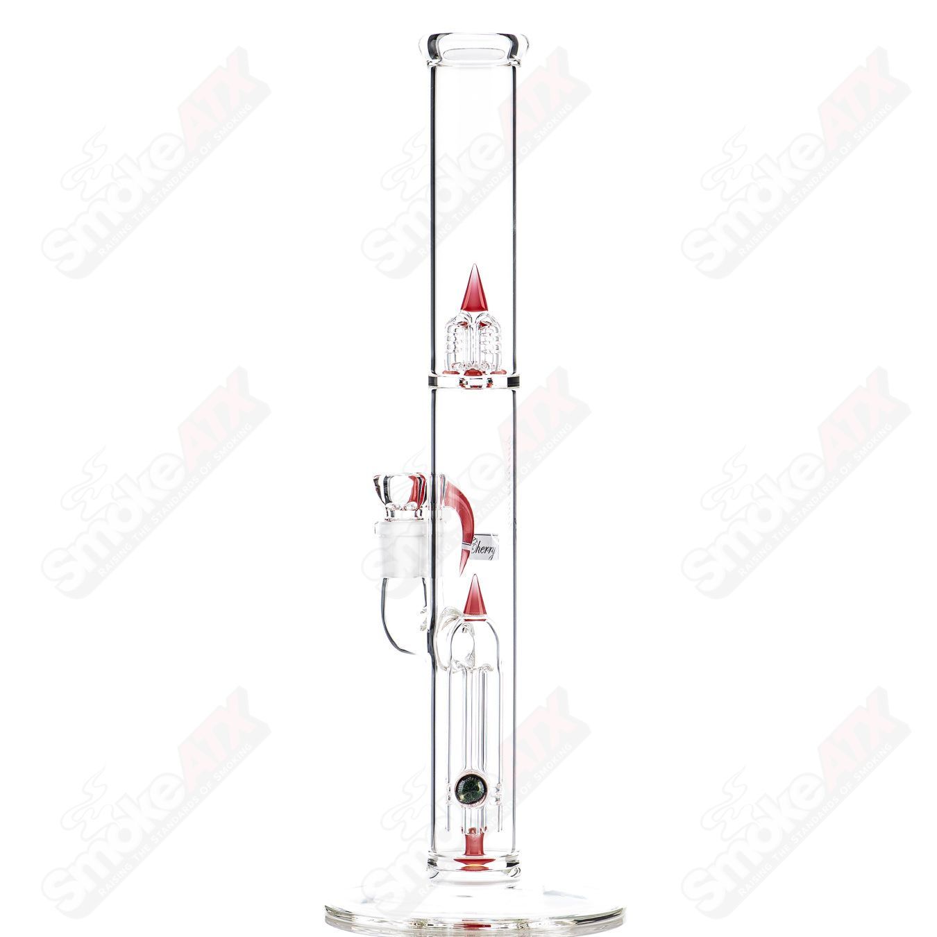 Sovereignty Glass fixed 4-partial accent straight tube in clear glass, 44x4 inches, with sleek design for smoking or display.