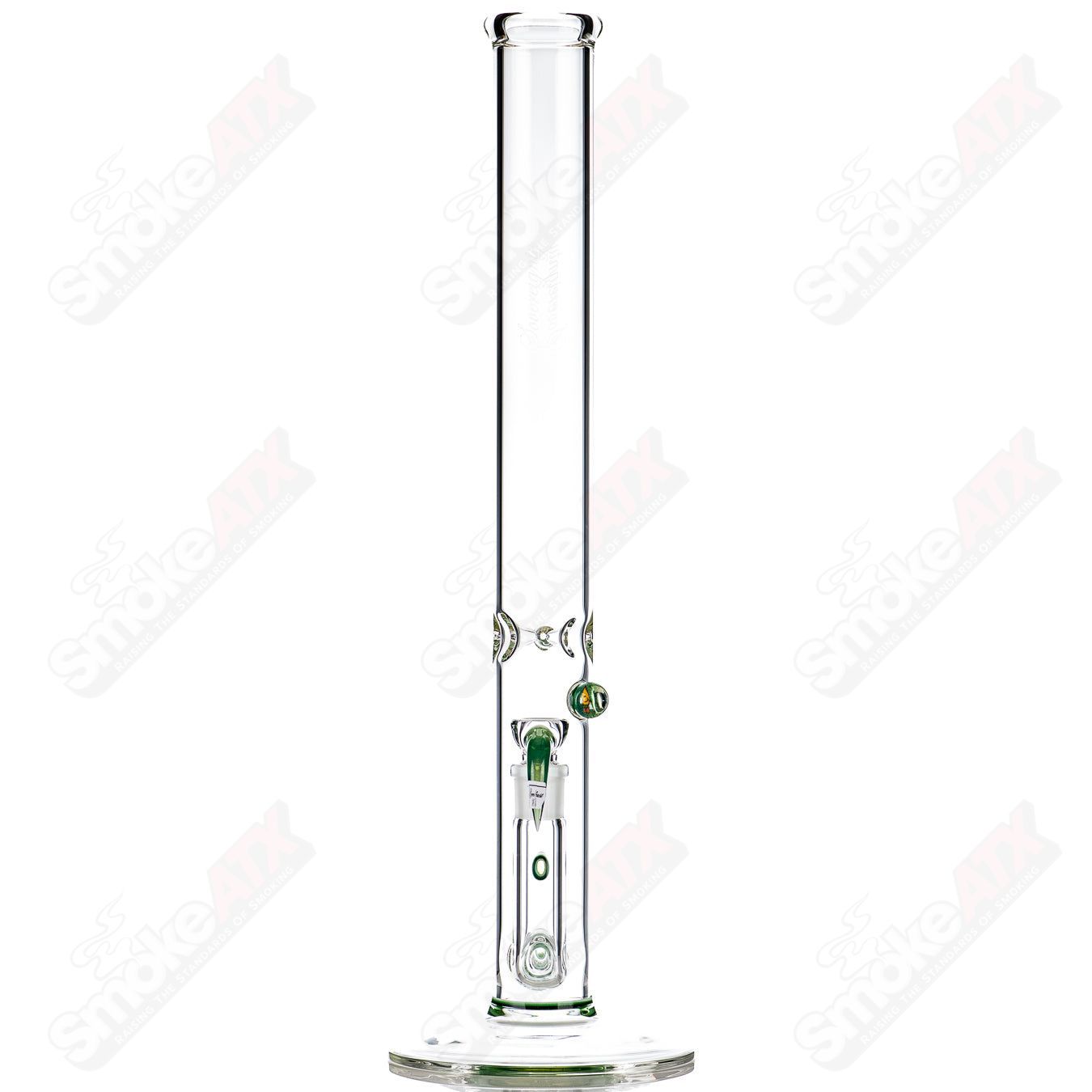 Sovereignty Glass Straight Tube with Downgrid Stemline and Millie Sovereignty accent, clear glass and intricate design details.