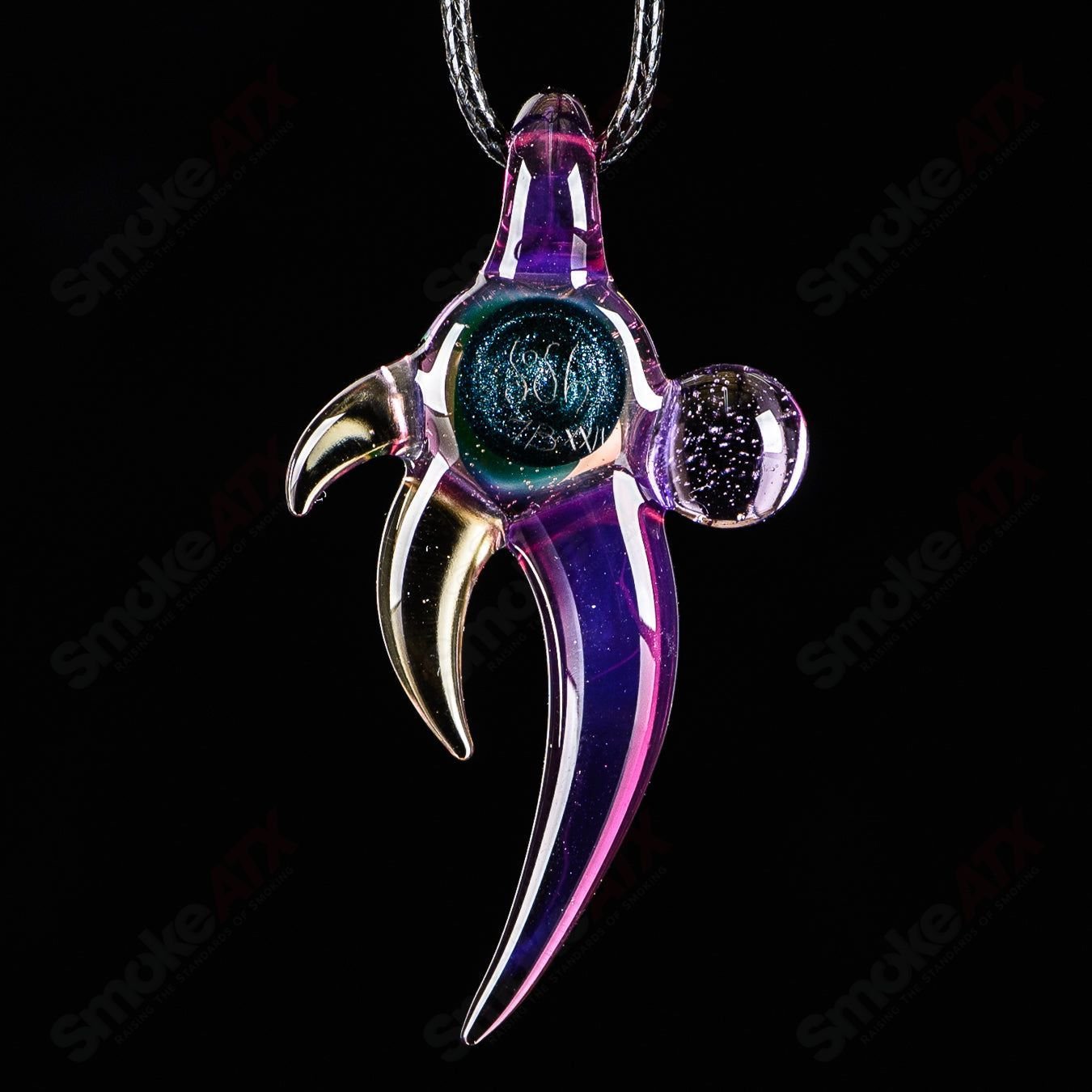 Dosh Glass #2 Amulet Pendant made of colorful Dosh Glass, featuring intricate heady glass pendant design.
