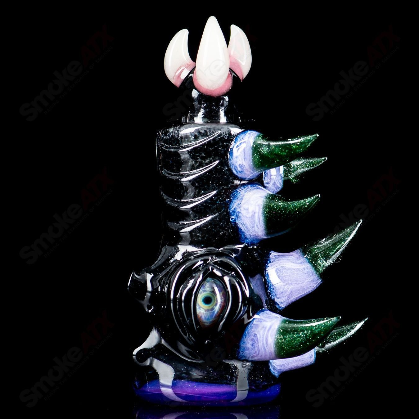 Salt Glass Heady Glass #2 Dome Conversion ISO Jar, clear glass container with black lid for storage or display.