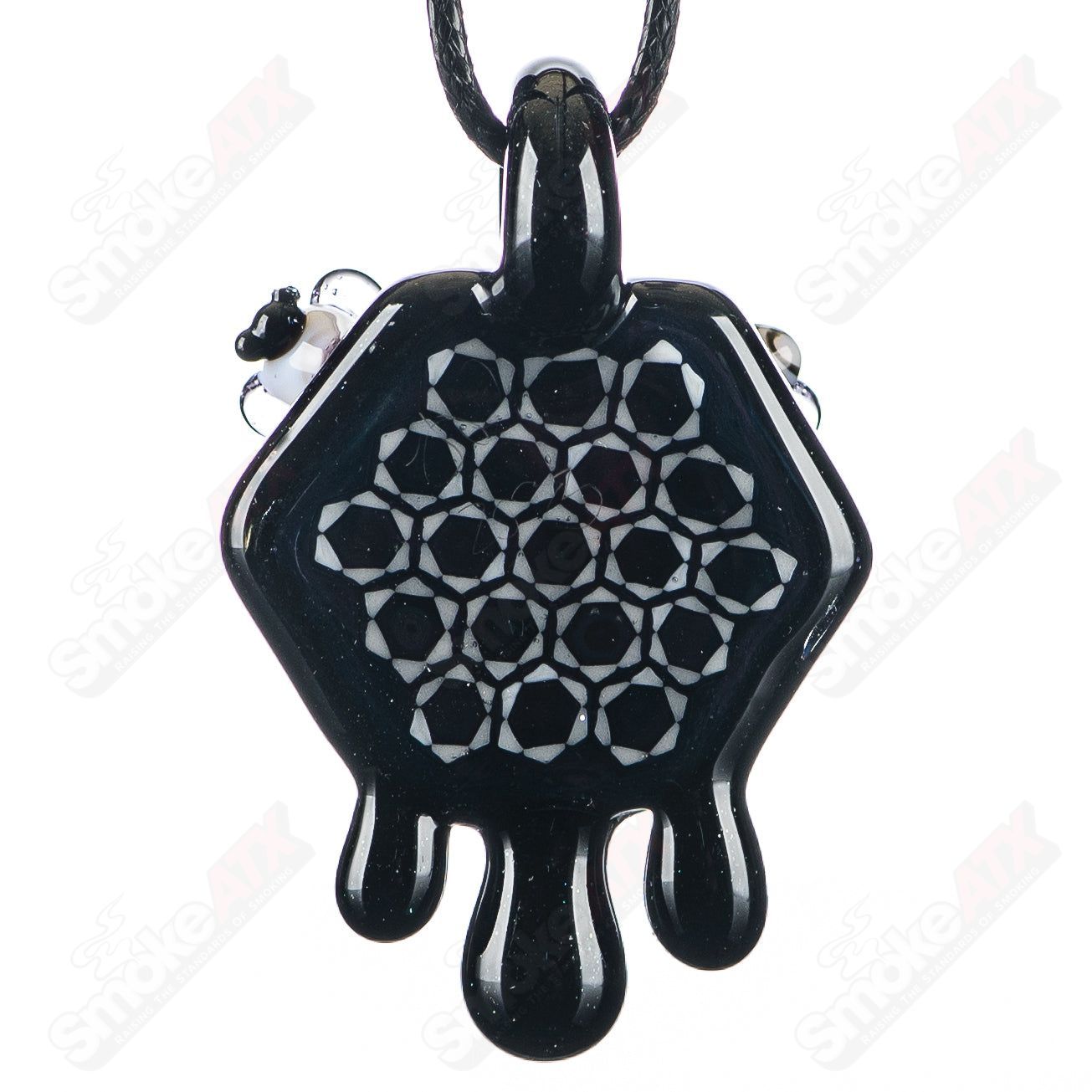 2" Honeycomb Drip Pendant (Black&White) Joe P Glass - Smoke ATX