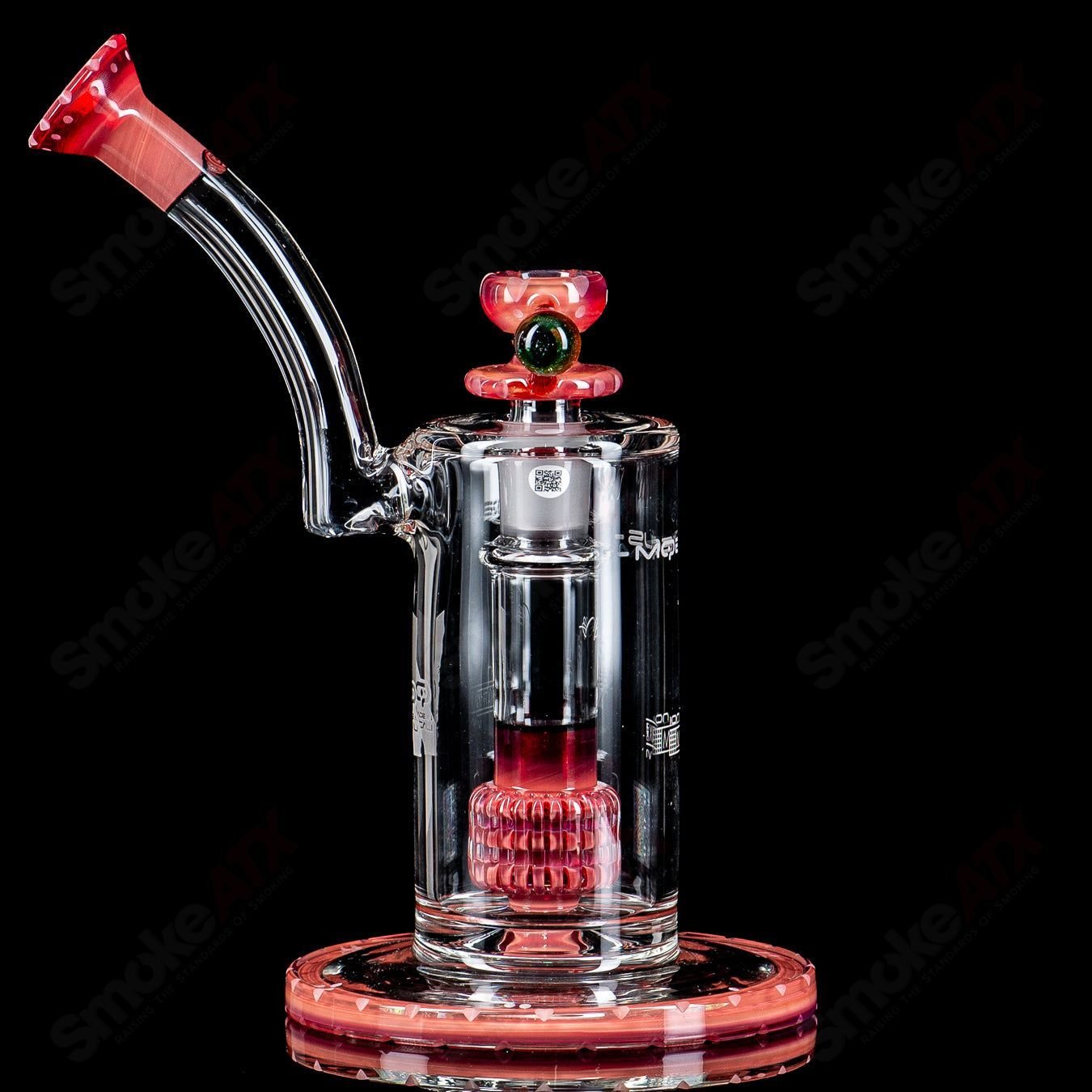 Glass waterpipe from Mobius Ion Matrix V1 Hybrid Series with intricate design and clear glass construction.