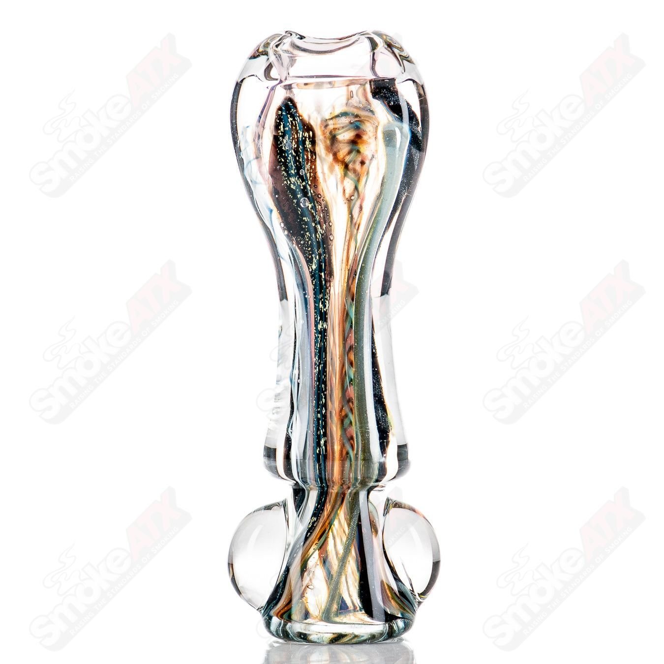 Large glass ISO bat chillum by Molten, featuring a sleek design and vibrant colors for an enhanced smoking experience.