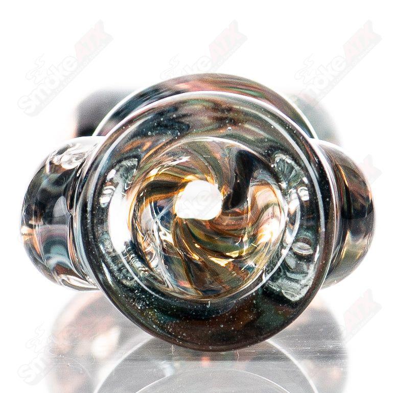 Large Molten ISO Bat Chillum glass hand pipe with a sleek design and vibrant colors, perfect for a smooth smoking experience.
