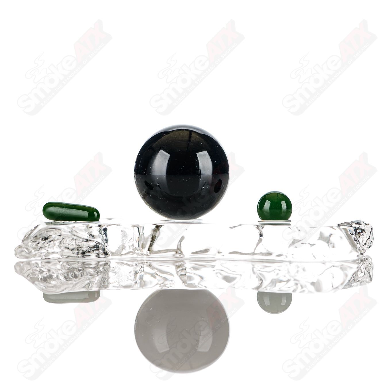 Two Mountain Slurper Marble glass pieces by JH Glassworks, heady glass slurper set with colorful marble accents.