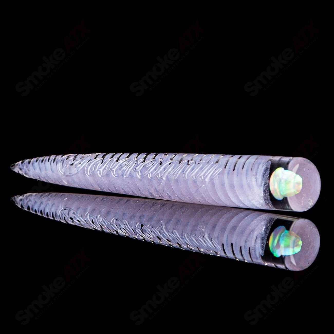 Sovereignty Glass Heady Glass spiral poker tool with blue opal accents, designed for glass art and pipe maintenance.