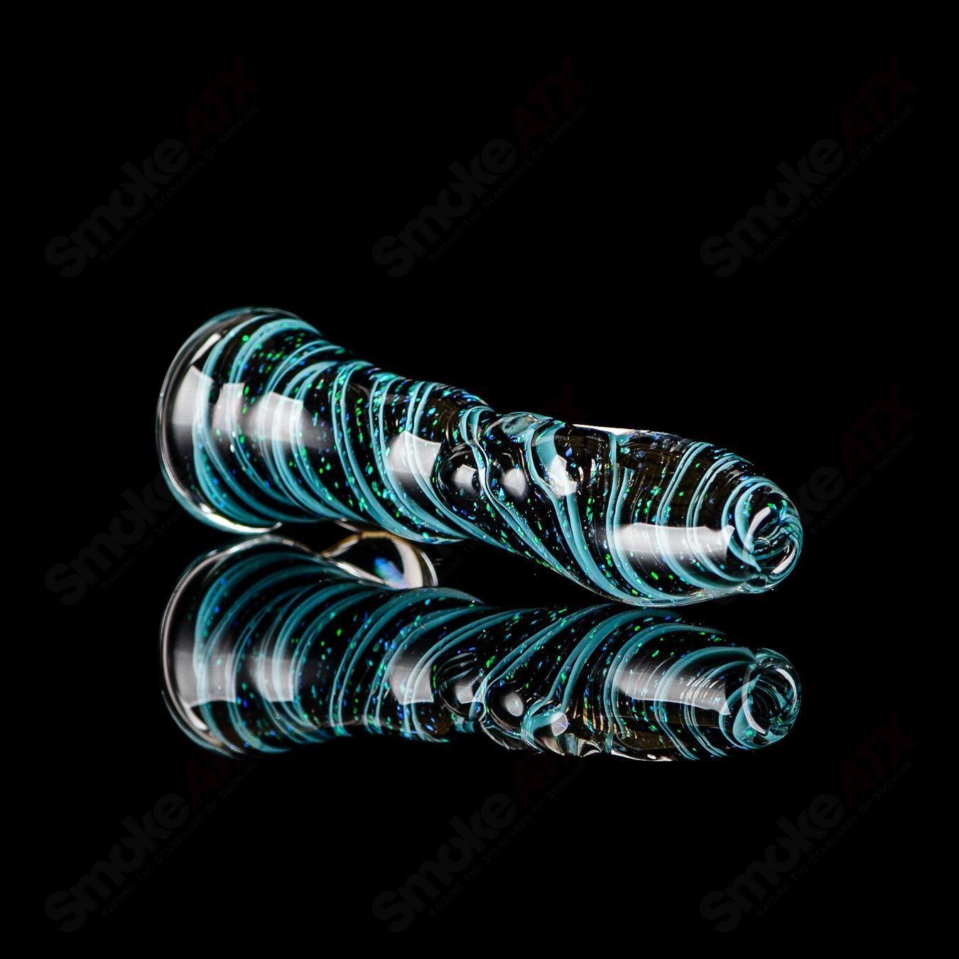 Glass chillum with vibrant opal accents from Rotational Science, designed for smooth smoking sessions.