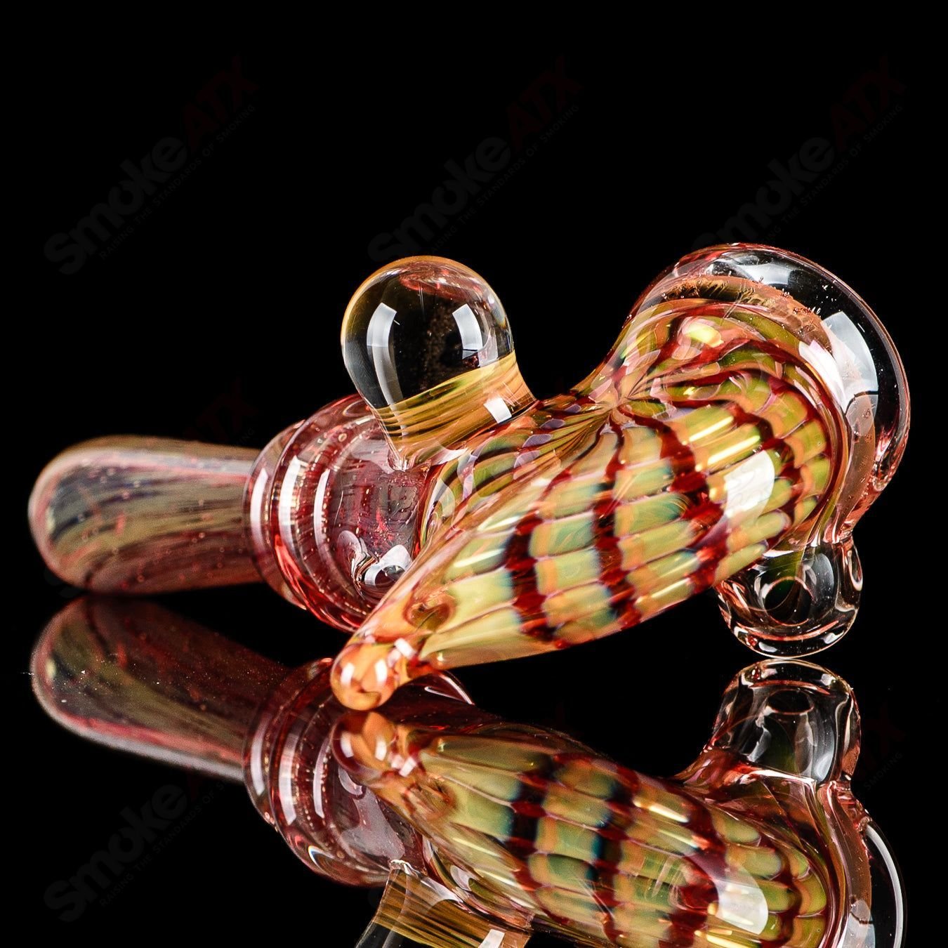 Dosh Glass Phantom Spoon Hand Pipe with clear glass body and curved design, suitable for smoking, labeled as #2 Basic Phantom Spoon.