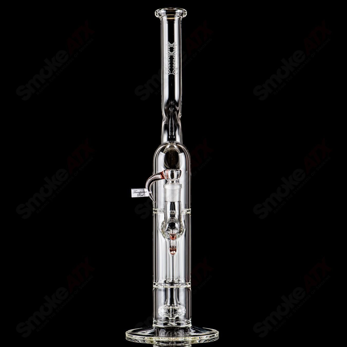 Sovereignty Glass Heady Glass straight tube with two pillar design, Natty Neck, solid foot, and partial accent detailing.