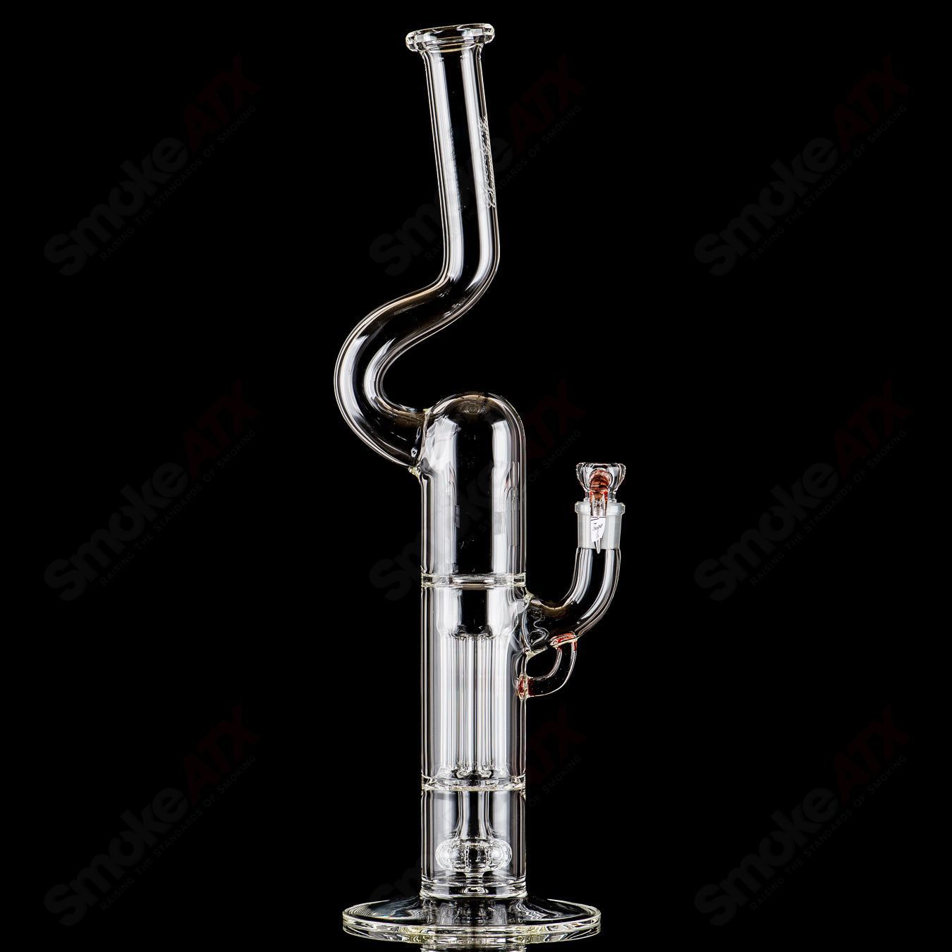 Sovereignty Glass Heady Straight Tube with two pillars, Natty Neck design, solid foot, and partial accent details.