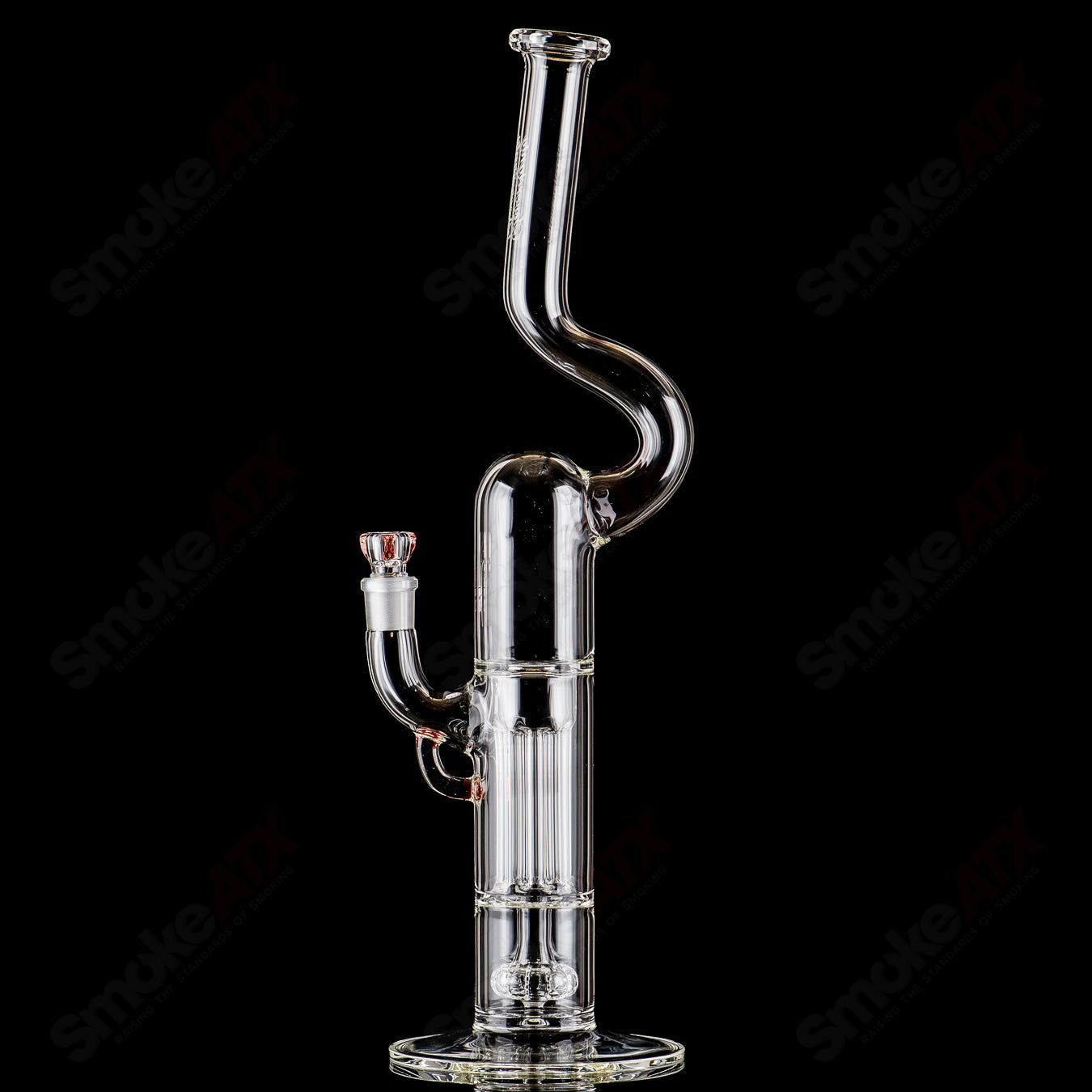 Sovereignty Glass Heady Glass straight tube with two pillars, solid foot, and partial accent design, featuring a Natty Neck style.
