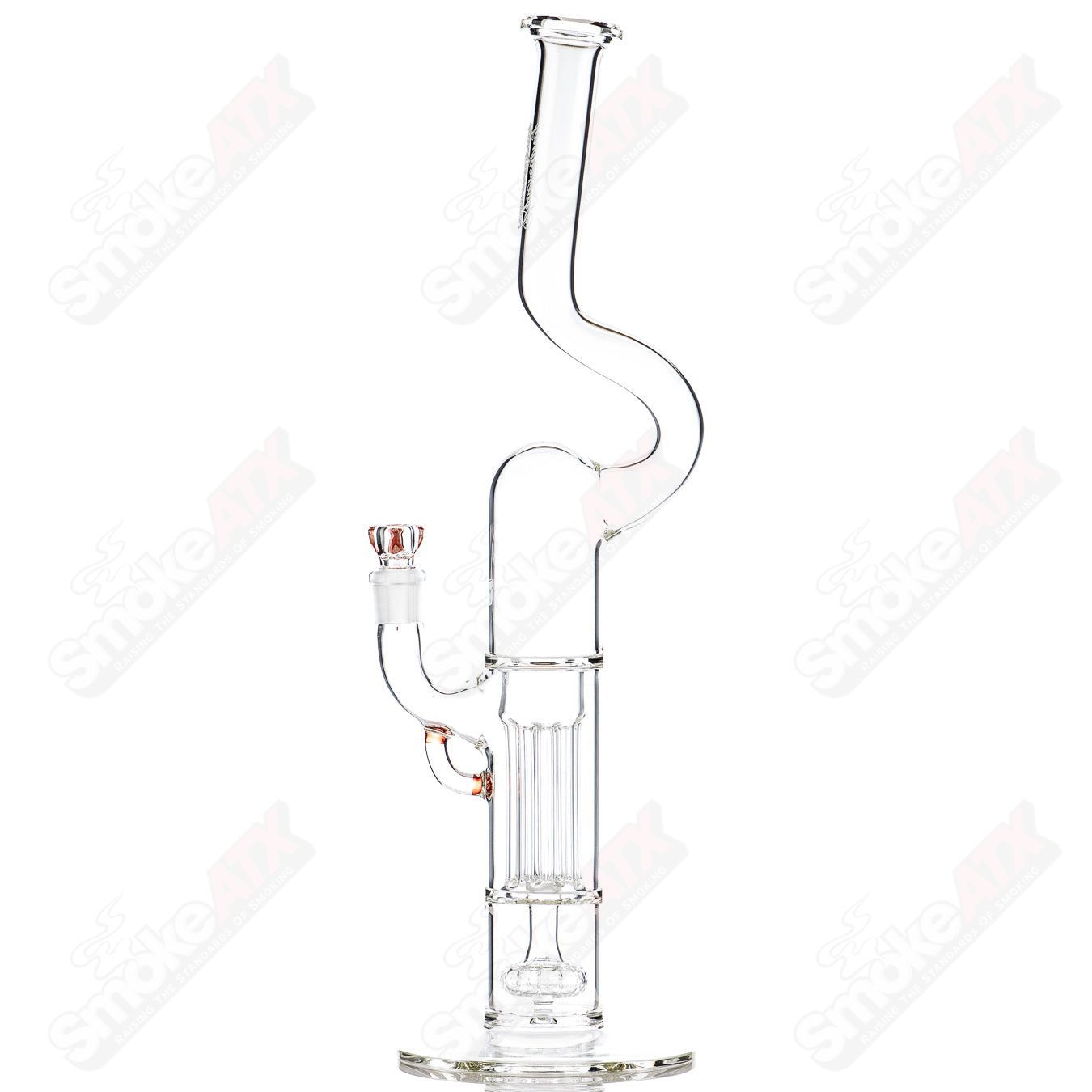 Sovereignty Glass Heady Glass straight tube with a two-pillar natty neck, solid foot, and partial accent design for aesthetic appeal.