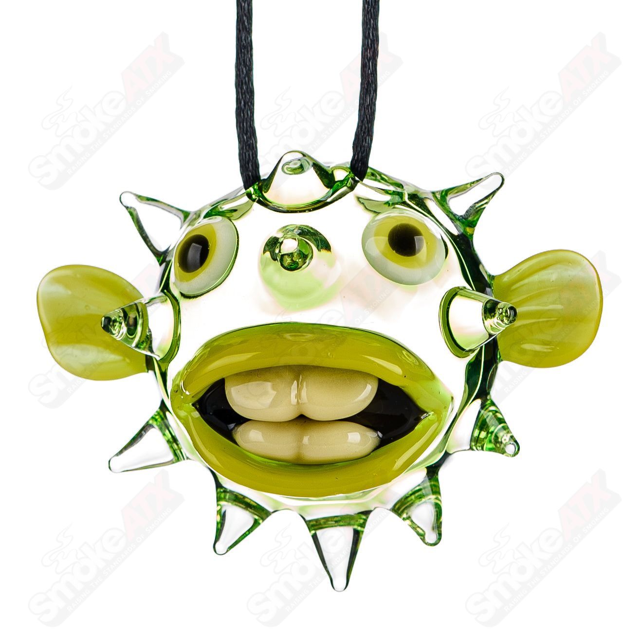 Chadd Lacy Glass Heady Glass Pendant featuring a #2 Puffer design with vibrant colors and intricate glasswork.