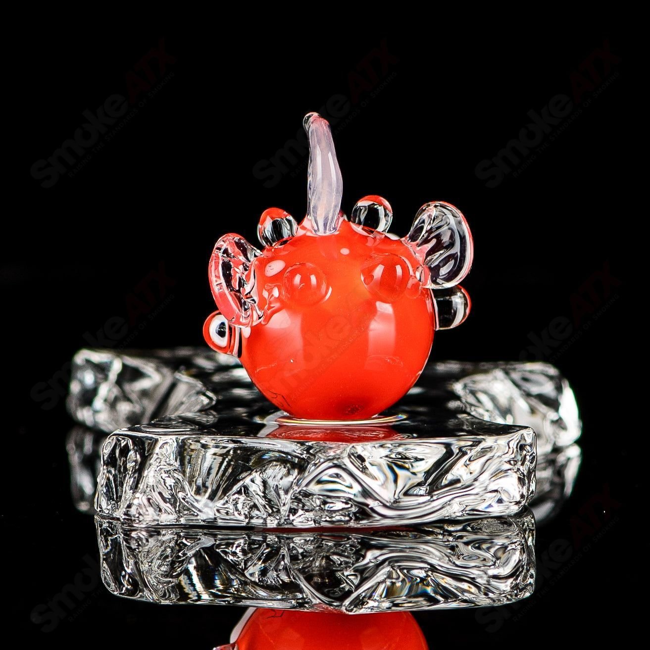Chadd Lacy Glass Heady Pendant featuring a marble puffer slurper design with intricate glass craftsmanship.