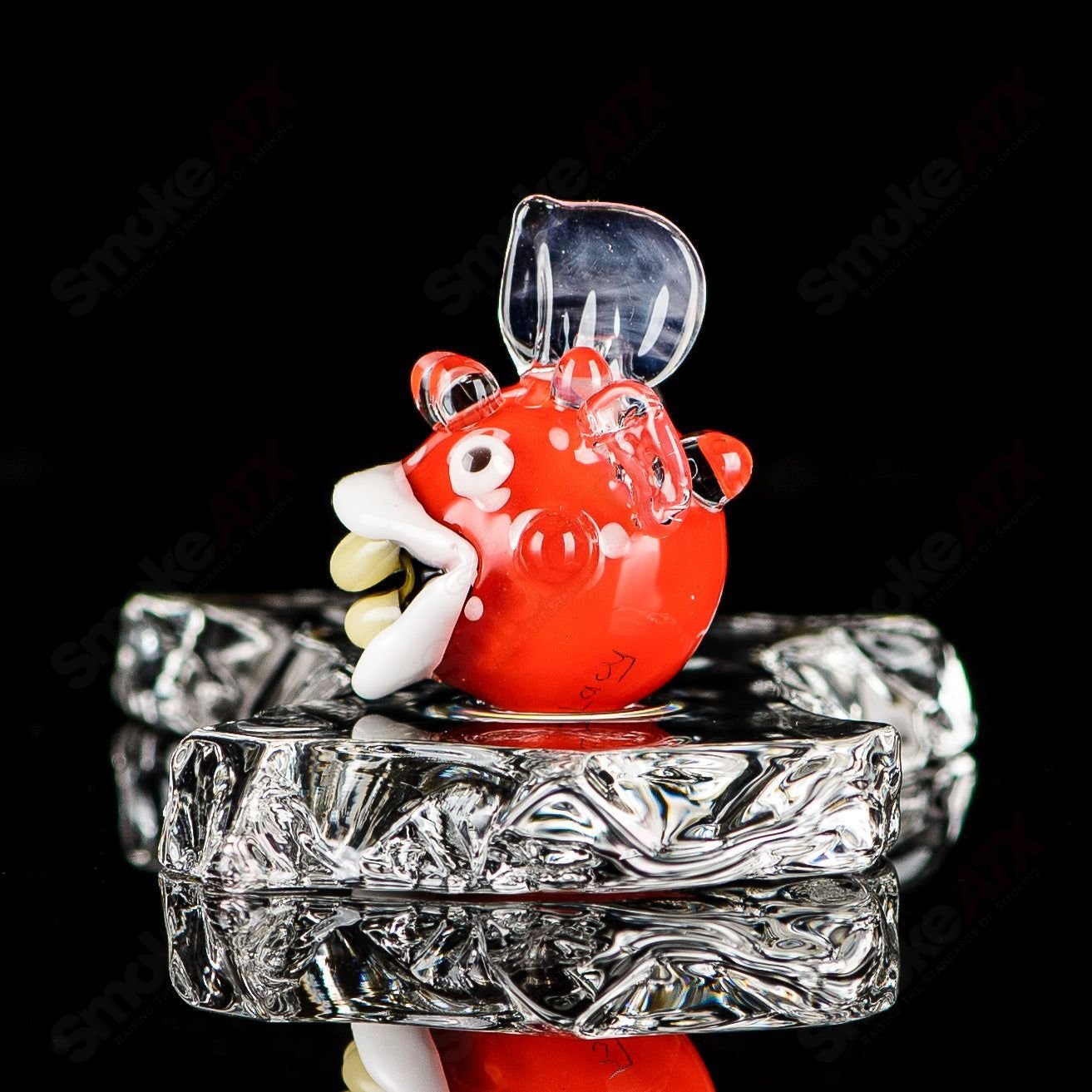 Chadd Lacy Glass Heady Glass pendant featuring a marble puffer slurper design with vibrant, colorful glass art.
