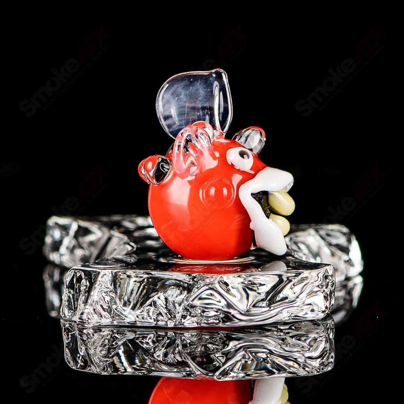 Chadd Lacy Glass Heady Glass pendant featuring a marble-patterned two-puffer slurper design with intricate glass artistry.