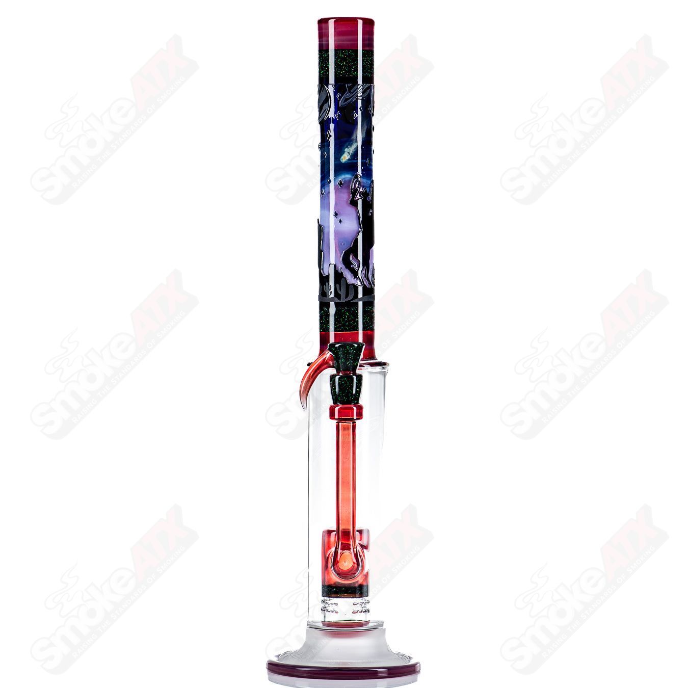 2 Straight Tube w/ Gridded Percs by Subliminal Glass - Smoke ATX