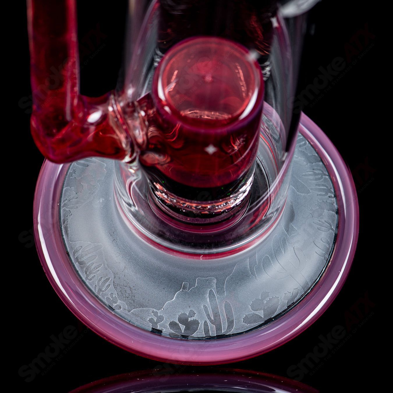2 Straight Tube w/ Gridded Percs by Subliminal Glass - Smoke ATX