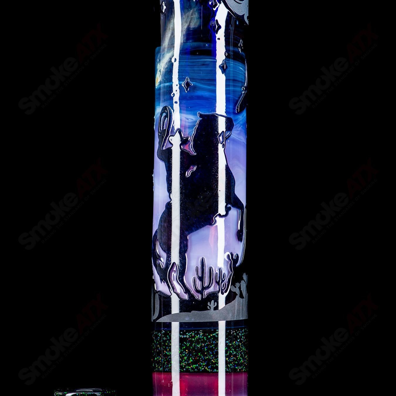 2 Straight Tube w/ Gridded Percs by Subliminal Glass - Smoke ATX