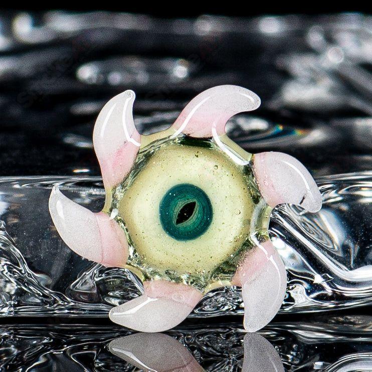 Heady Glass Salt Salt Glass UV Starefish with Ectoplasm and Citrine colors, featuring detailed glass craftsmanship.