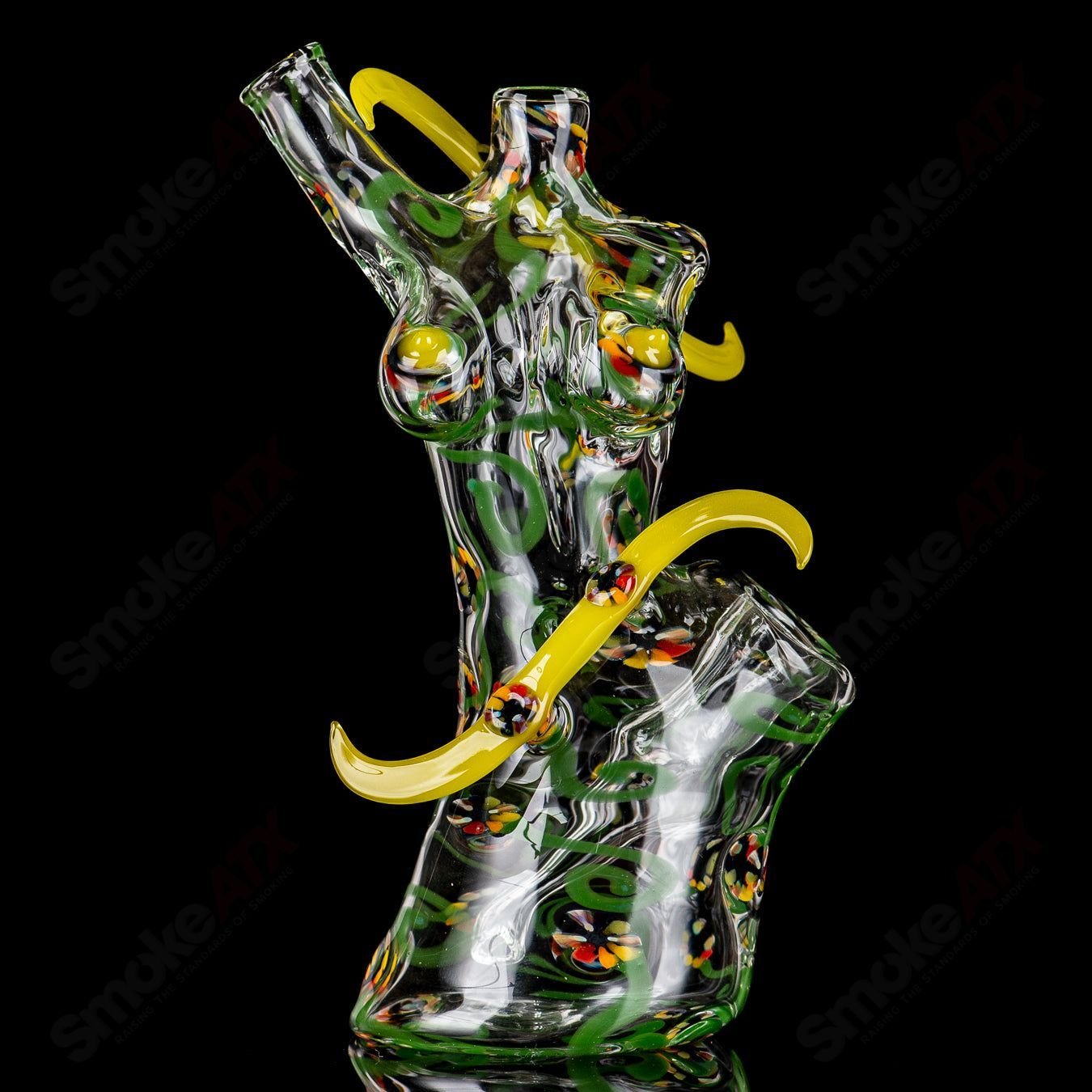 ZAM Heady Glass Festival Goddess concentrate rig with colorful, artistic glass design and intricate details for dabbing.