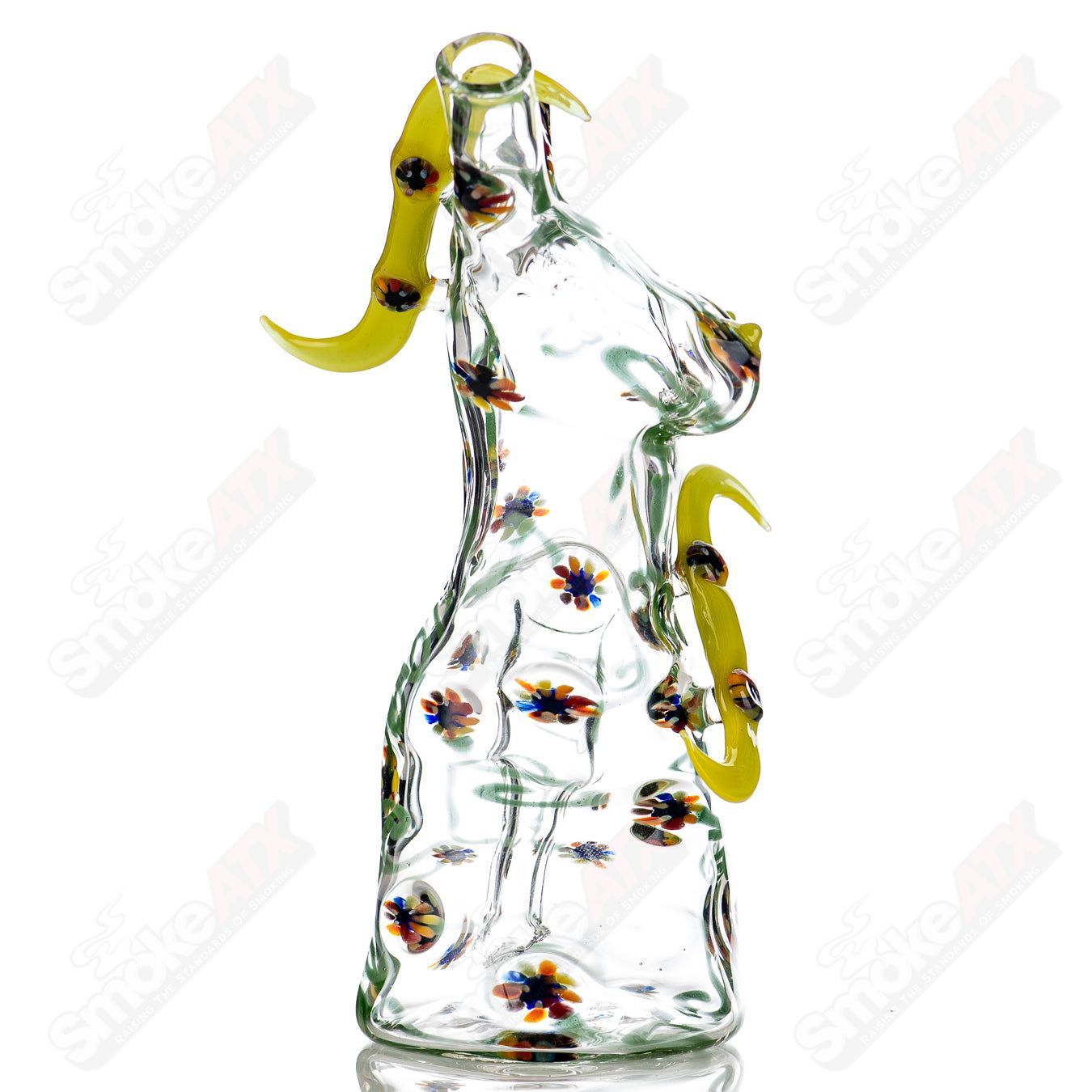 ZAM Heady Glass Festival Goddess concentrate rig with colorful, artistic glass design and intricate details.