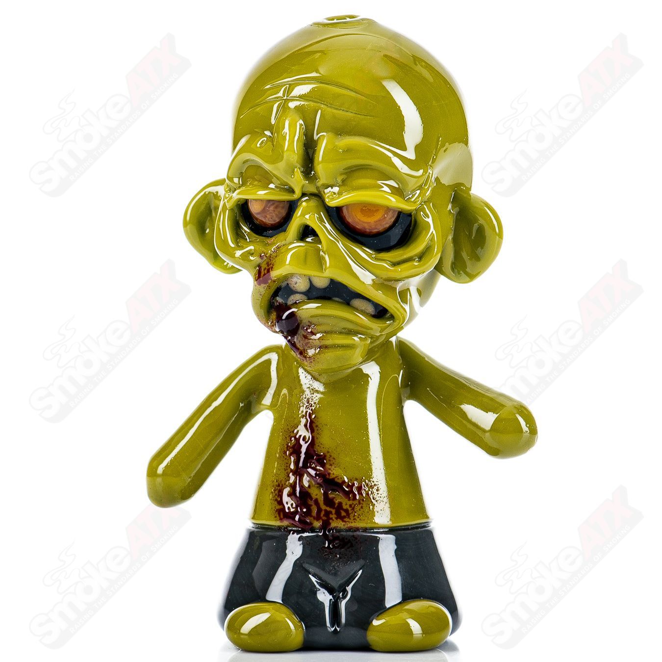 Handheld Zombie Hand Pipe by Ghost, a heady glass hand pipe with detailed zombie design for smoking.