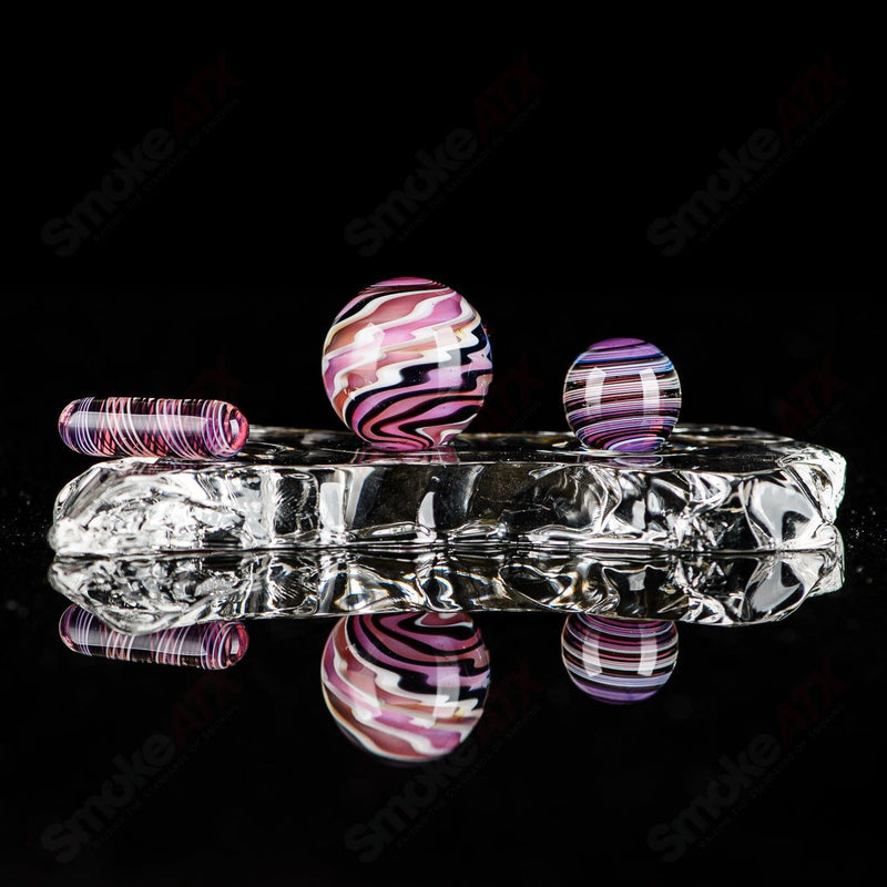 3pc UV Color Worked (Karmaline) Slurper Set Indo Glass - Smoke ATX