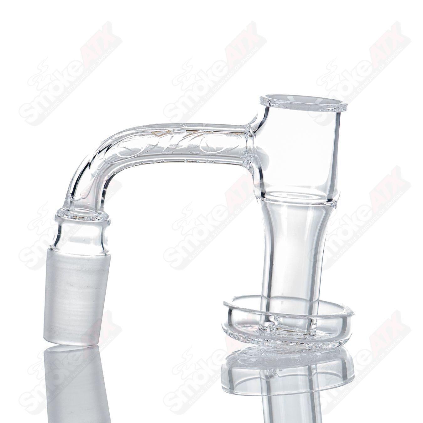 20mm flame-polished Vortex Quartz Toro glass pipe showing swirling vortex design and smooth polished finish
