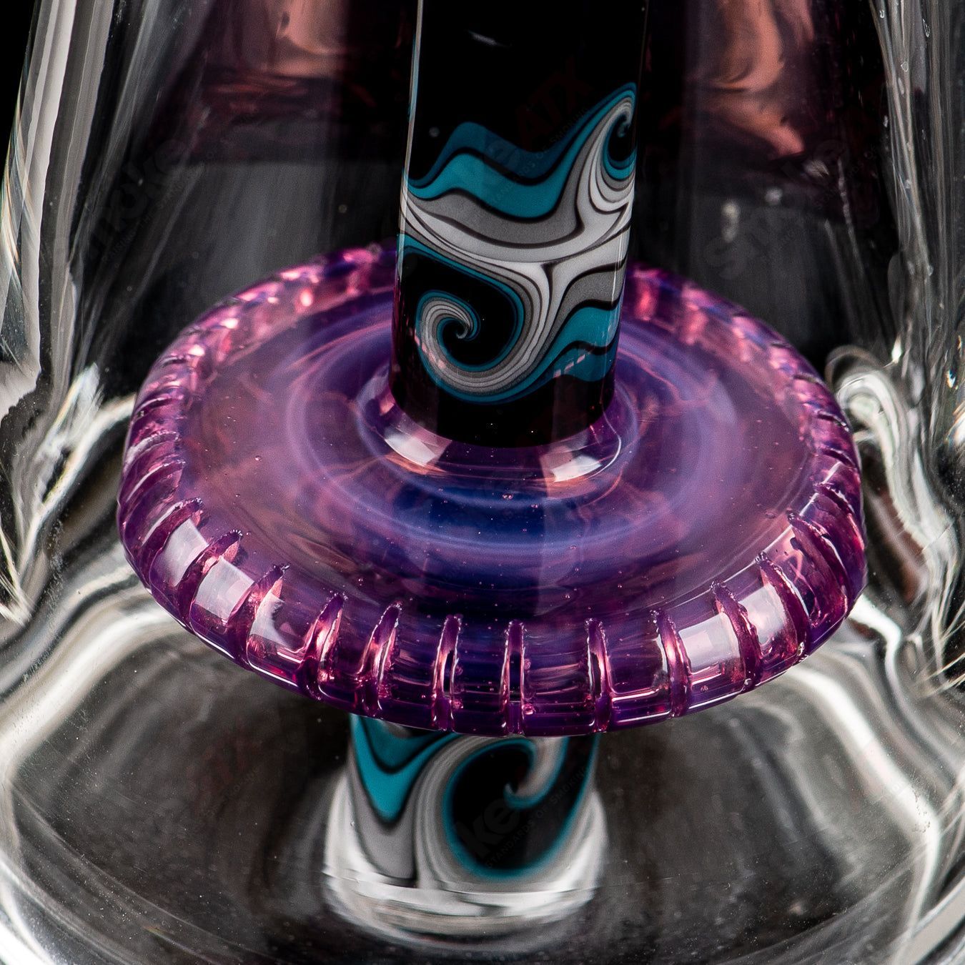 21-inch Zyklon Recycler by Mad Rob Glass, colorful heady glass piece with intricate recycler design and vibrant glasswork.