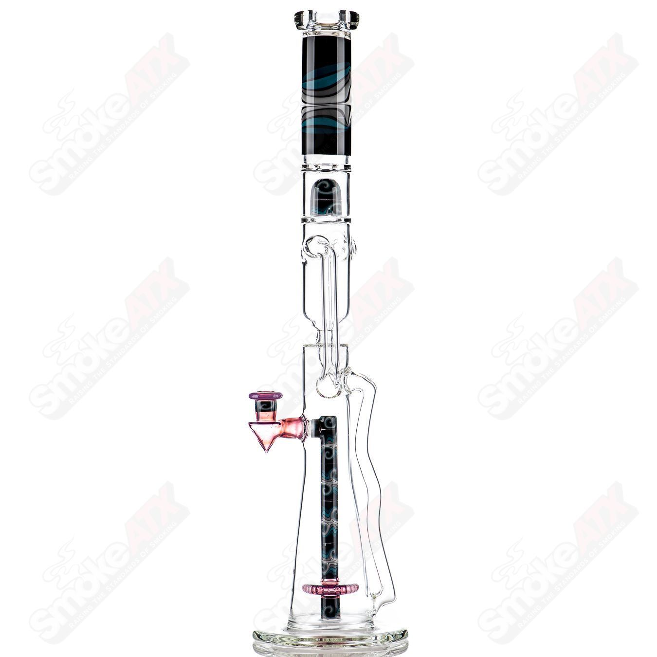 21-inch Zyklon Recycler by Mad Rob Glass, colorful heady glass piece with intricate recycler design and vibrant glasswork.