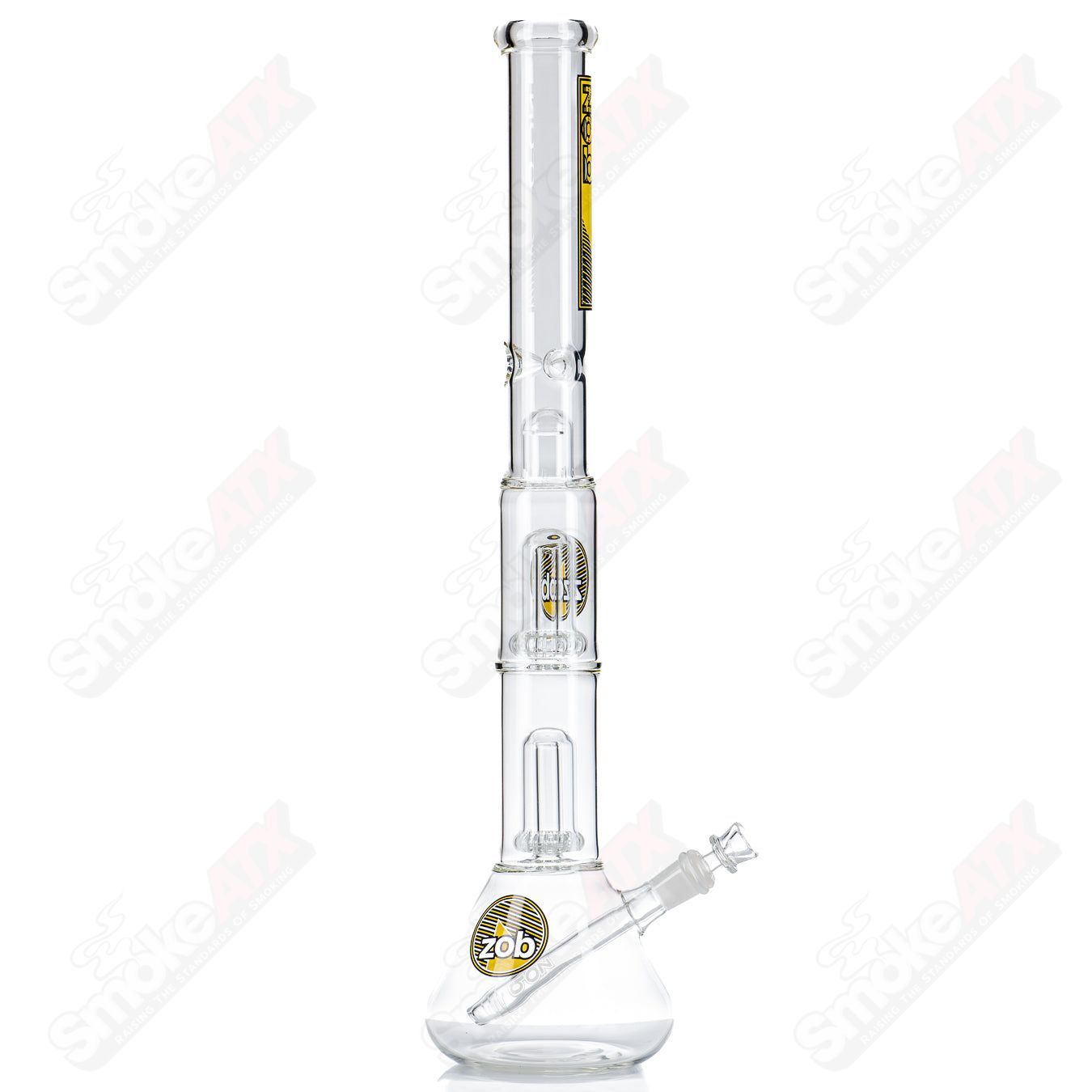 23" Double UFO Beaker (Black/Yellow) ZOB - Smoke ATX