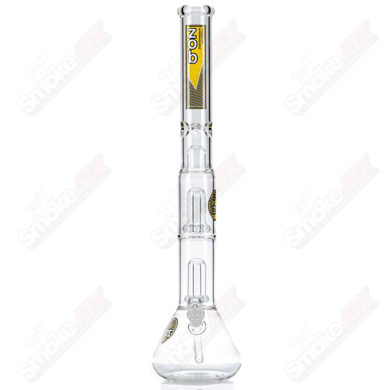 23" Double UFO Beaker (Black/Yellow) ZOB - Smoke ATX