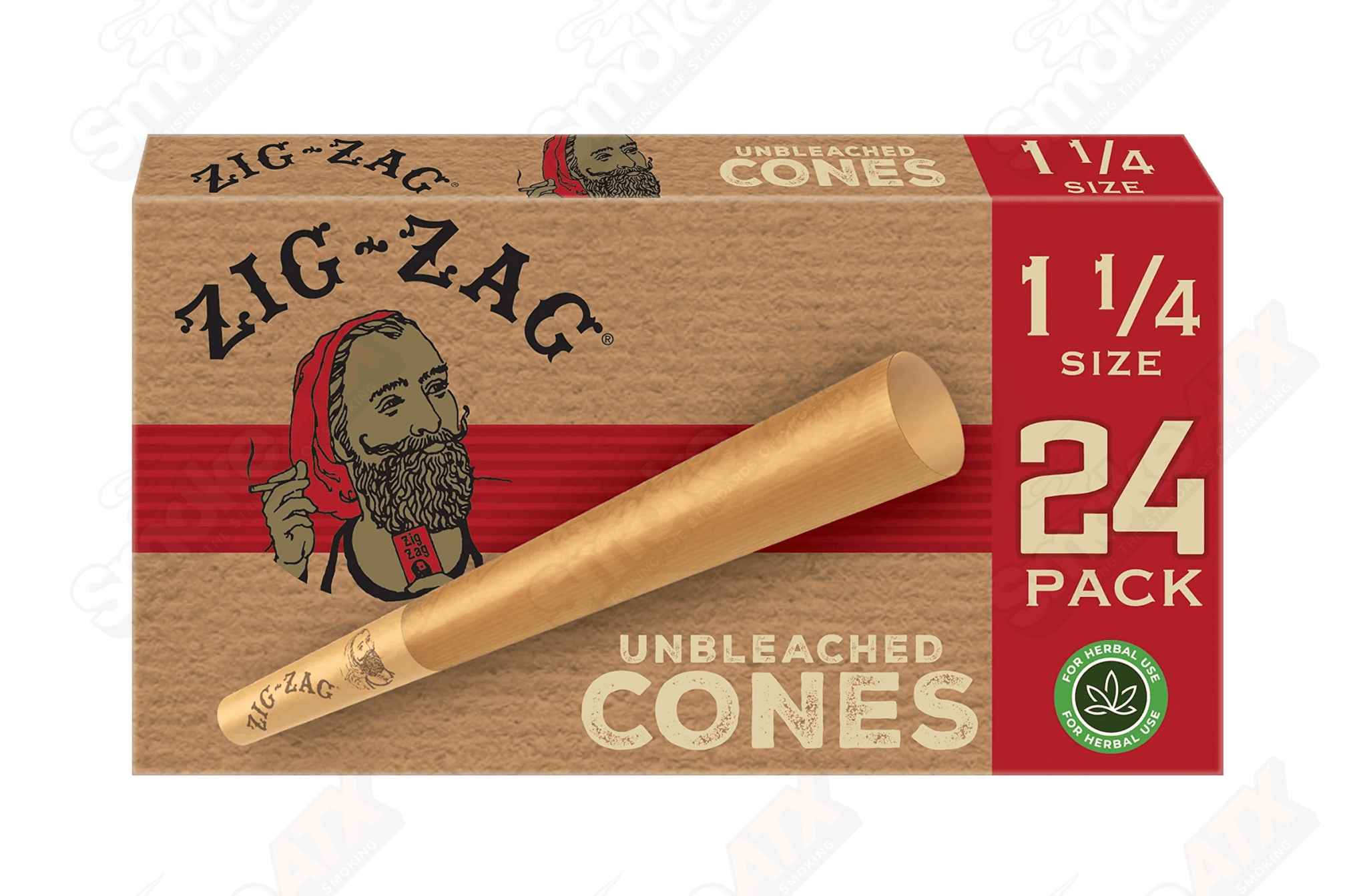 24-pack of Zig Zag unbleached rolling cones, 1 1/4 size, for rolling cigarettes or herbal blends, from 420 Products.